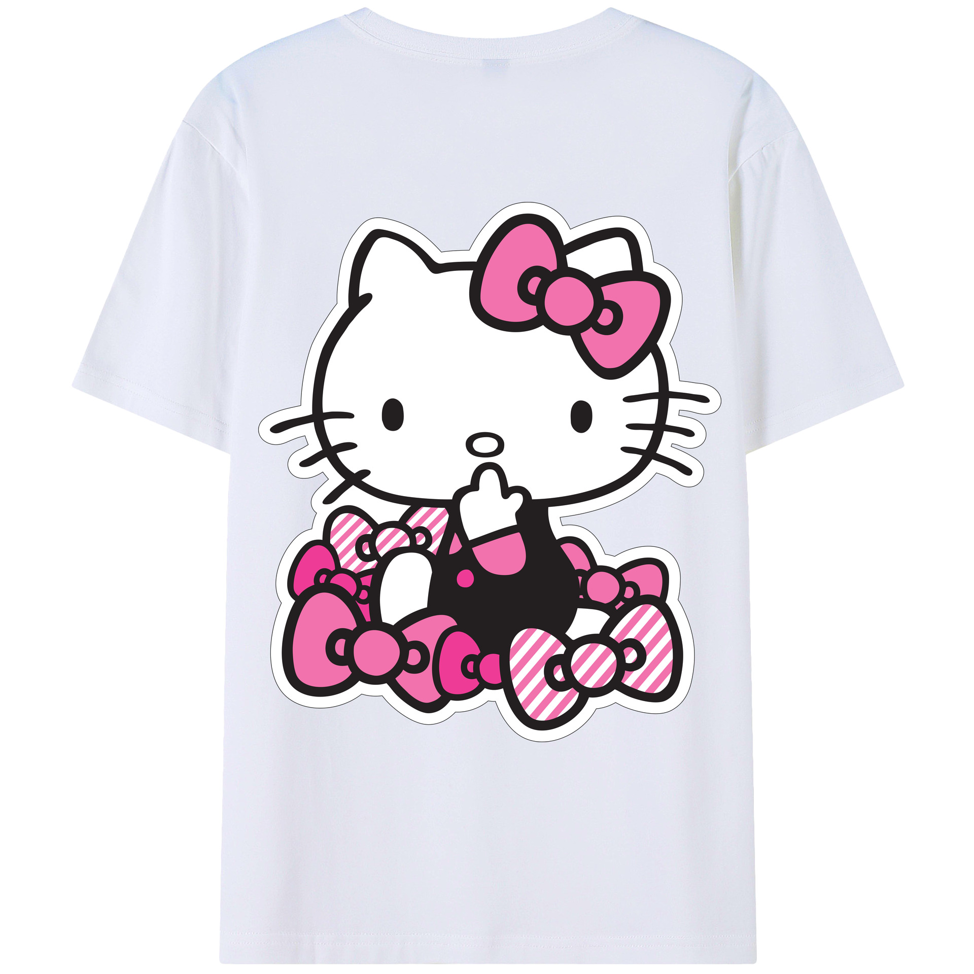 （画像用） Hello Kitty ハローキティ 綿100％ メンズ半袖Tシャツ（バックプリント） 通気性