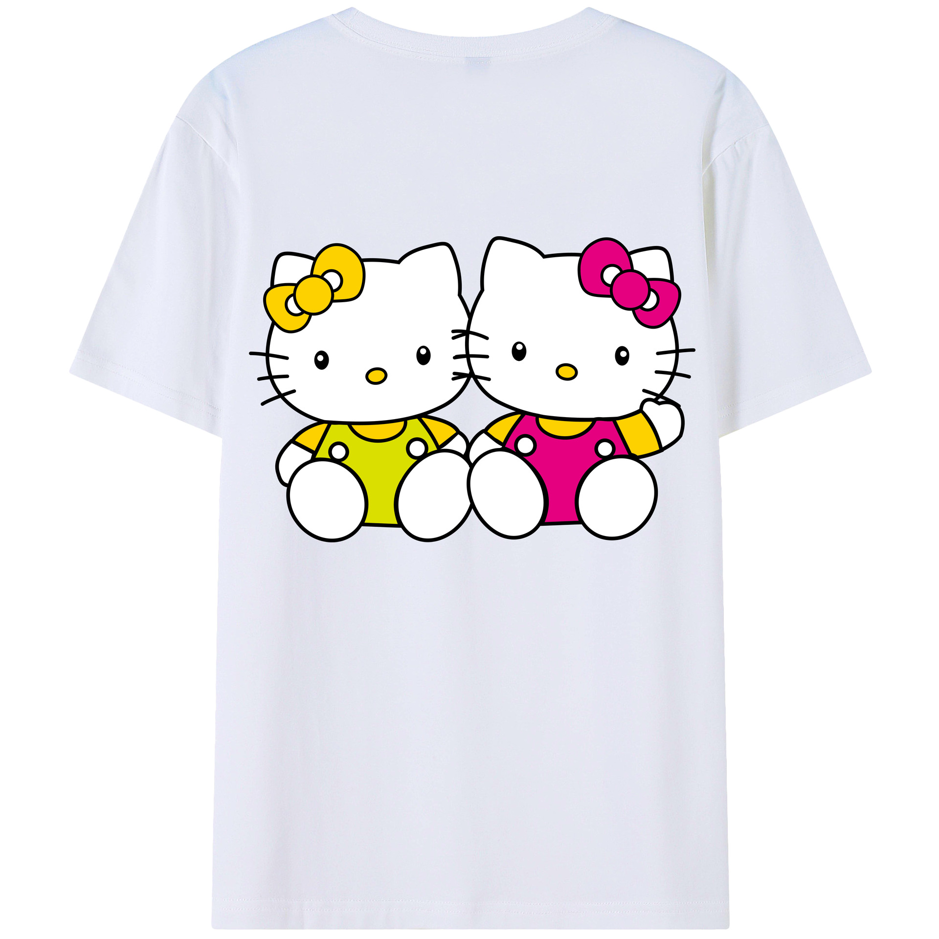 （画像用） Hello Kitty ハローキティ 綿100％ メンズ半袖Tシャツ（バックプリント） 通気性