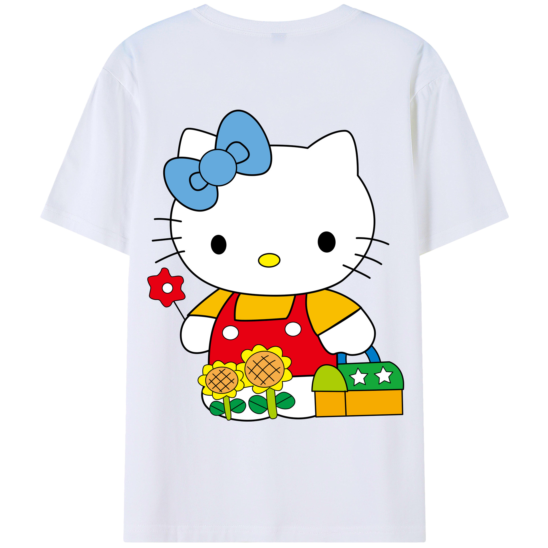 （画像用） Hello Kitty ハローキティ 綿100％ メンズ半袖Tシャツ（バックプリント） 通気性