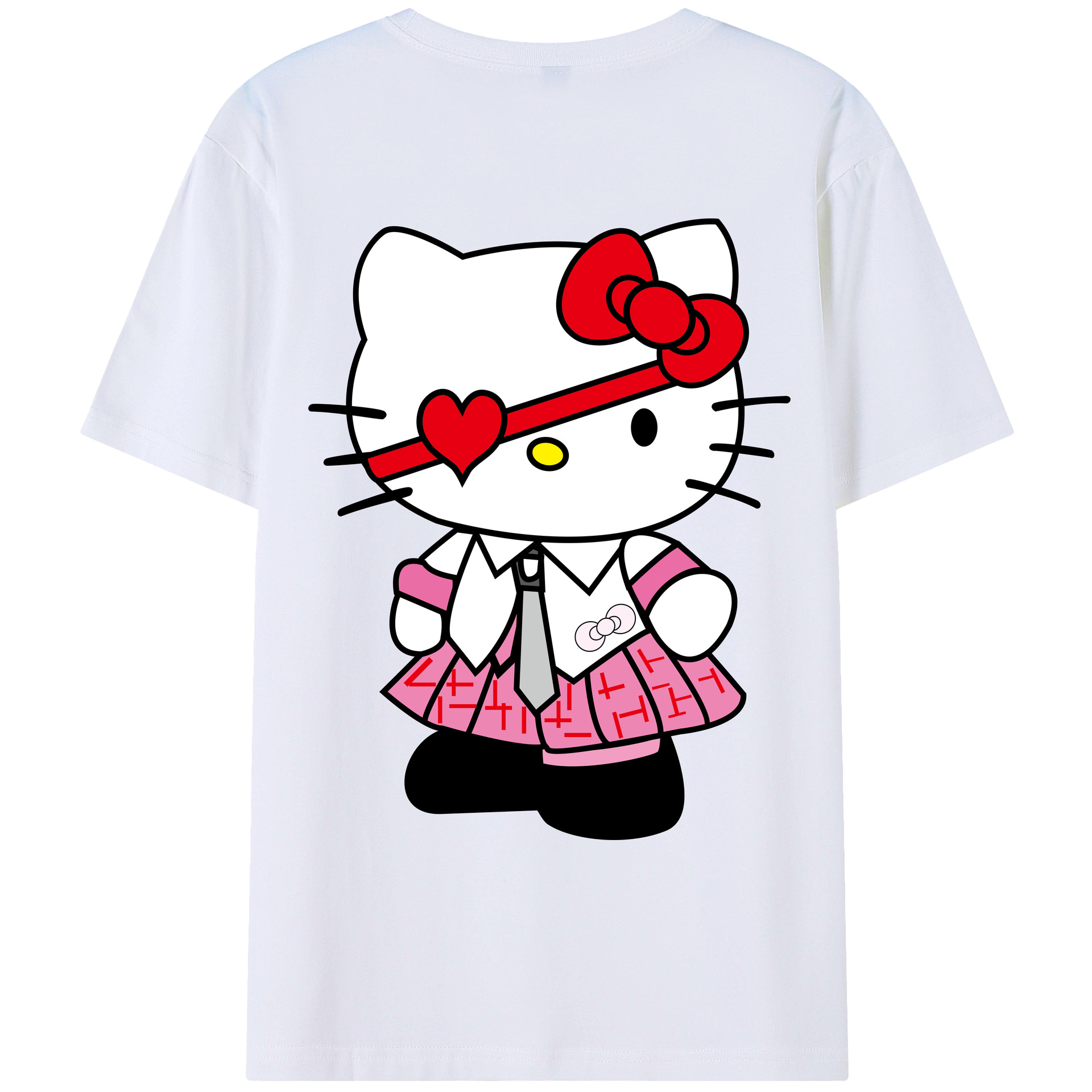 （画像用） Hello Kitty ハローキティ 綿100％ メンズ半袖Tシャツ（バックプリント） 通気性