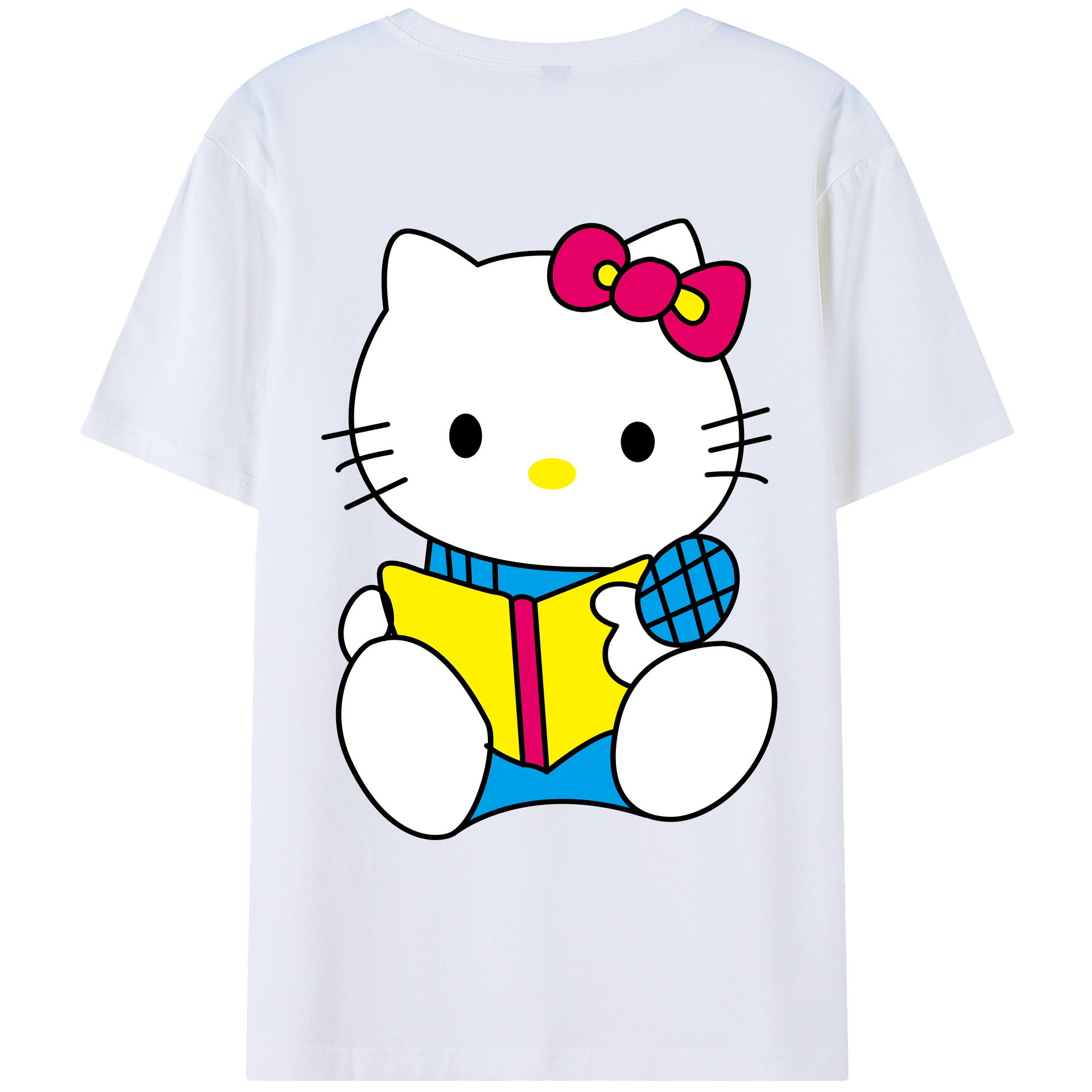（画像用） Hello Kitty ハローキティ 綿100％ メンズ半袖Tシャツ（バックプリント） 通気性