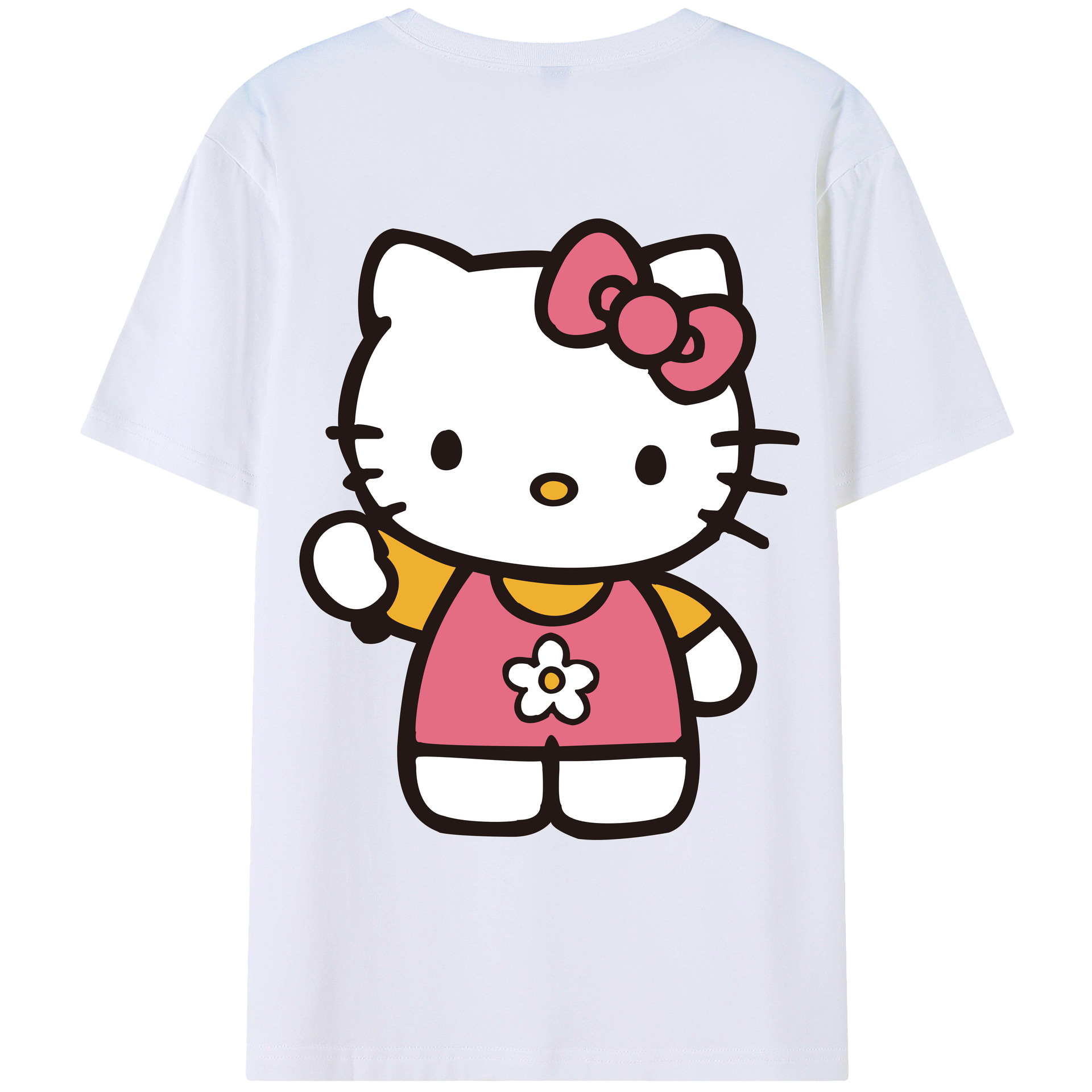 （画像用） Hello Kitty ハローキティ 綿100％ メンズ半袖Tシャツ（バックプリント） 通気性