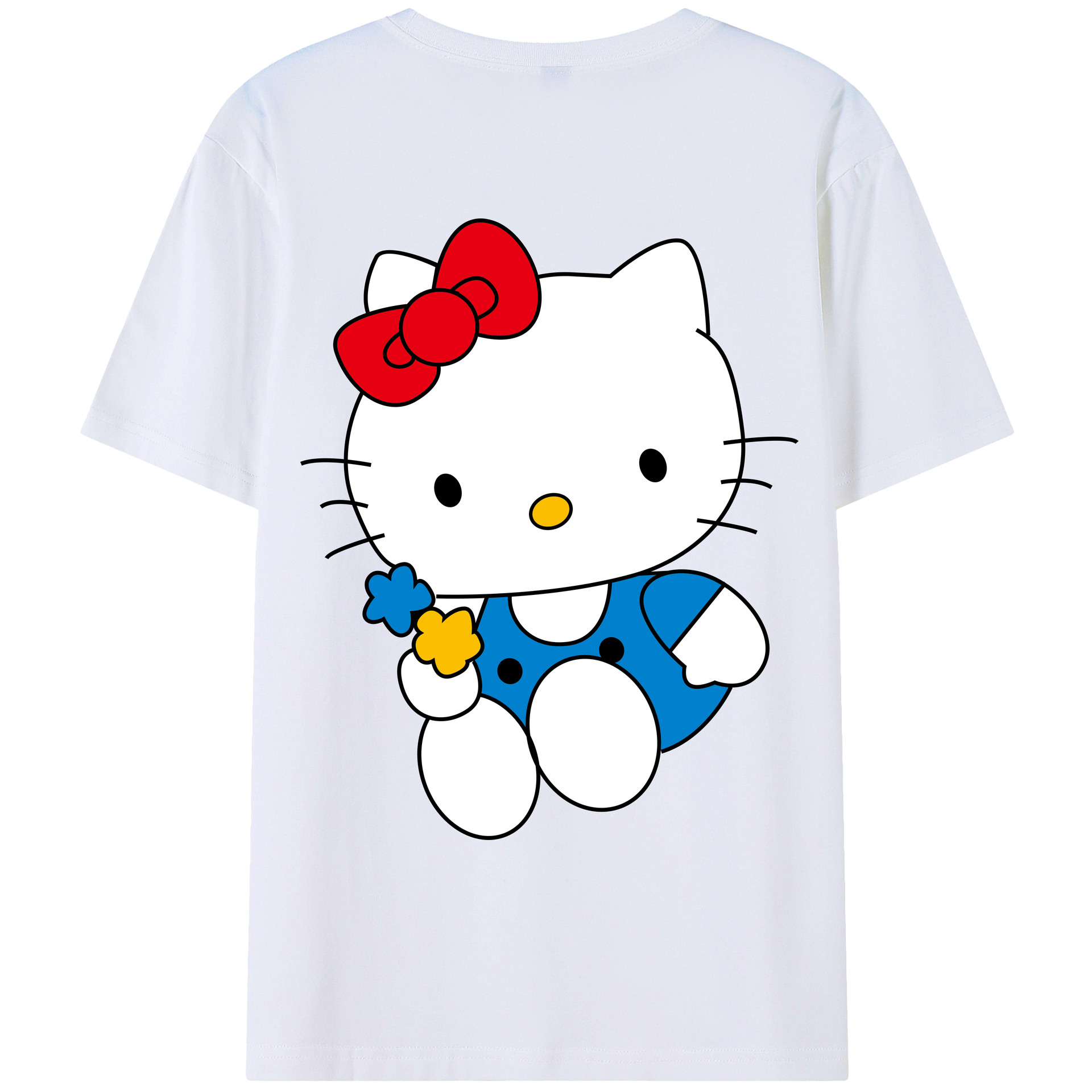 （画像用） Hello Kitty ハローキティ 綿100％ メンズ半袖Tシャツ（バックプリント） 通気性