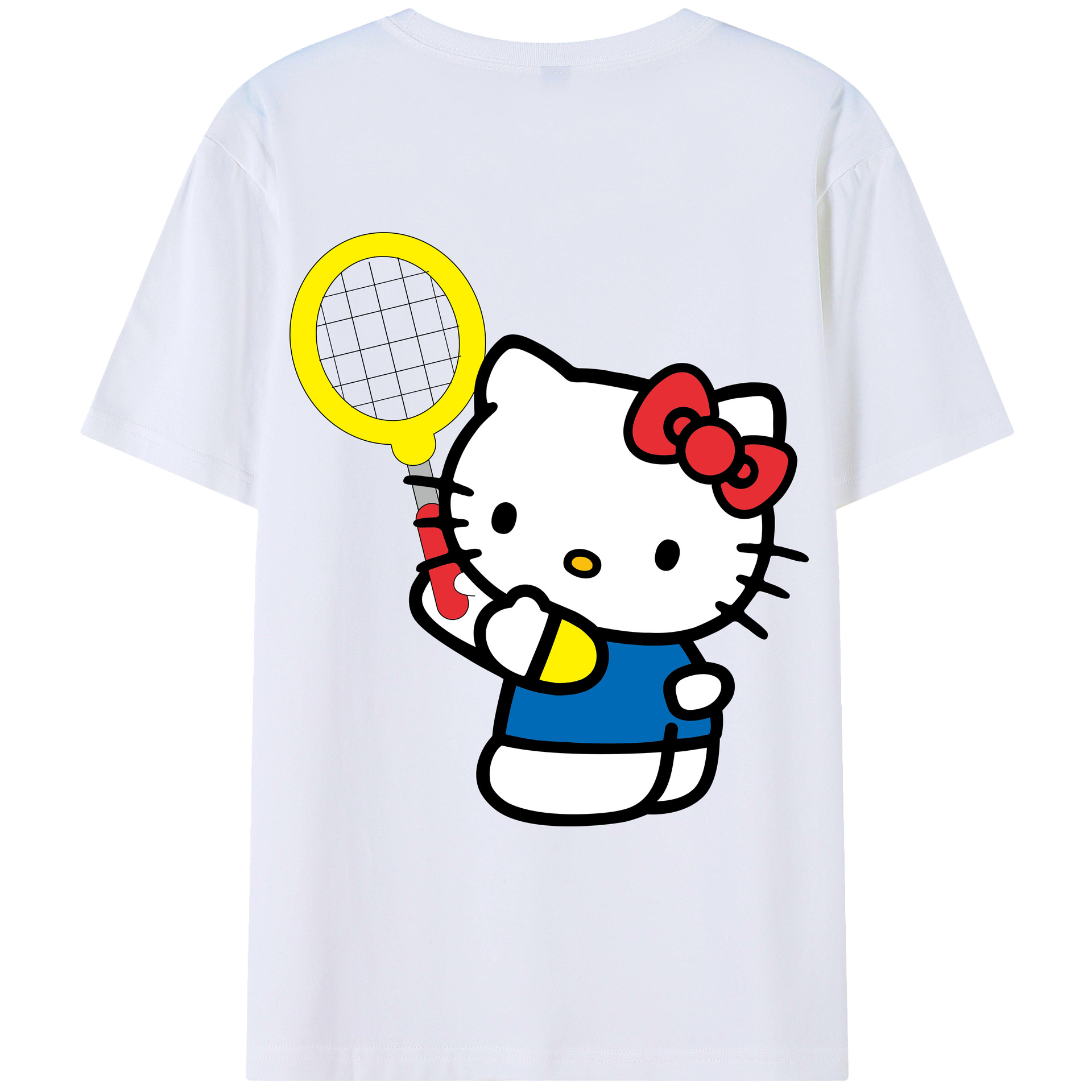 （画像用） Hello Kitty ハローキティ 綿100％ メンズ半袖Tシャツ（バックプリント） 通気性