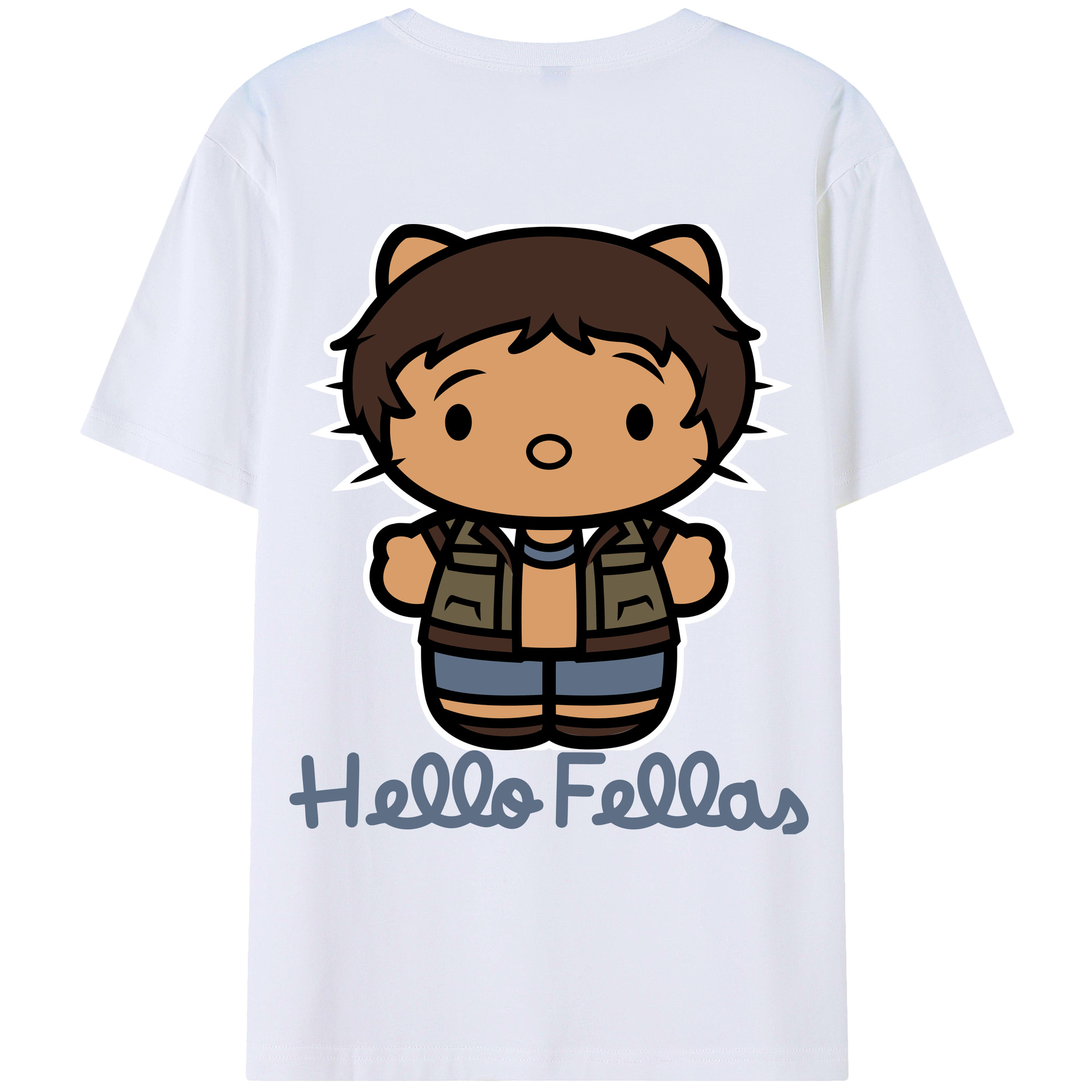 （画像用） Hello Kitty ハローキティ 綿100％ メンズ半袖Tシャツ（バックプリント） 通気性