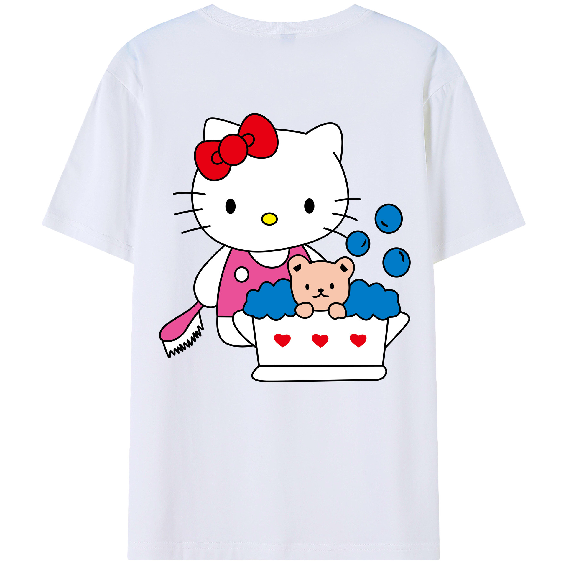 （画像用） Hello Kitty ハローキティ 綿100％ メンズ半袖Tシャツ（バックプリント） 通気性