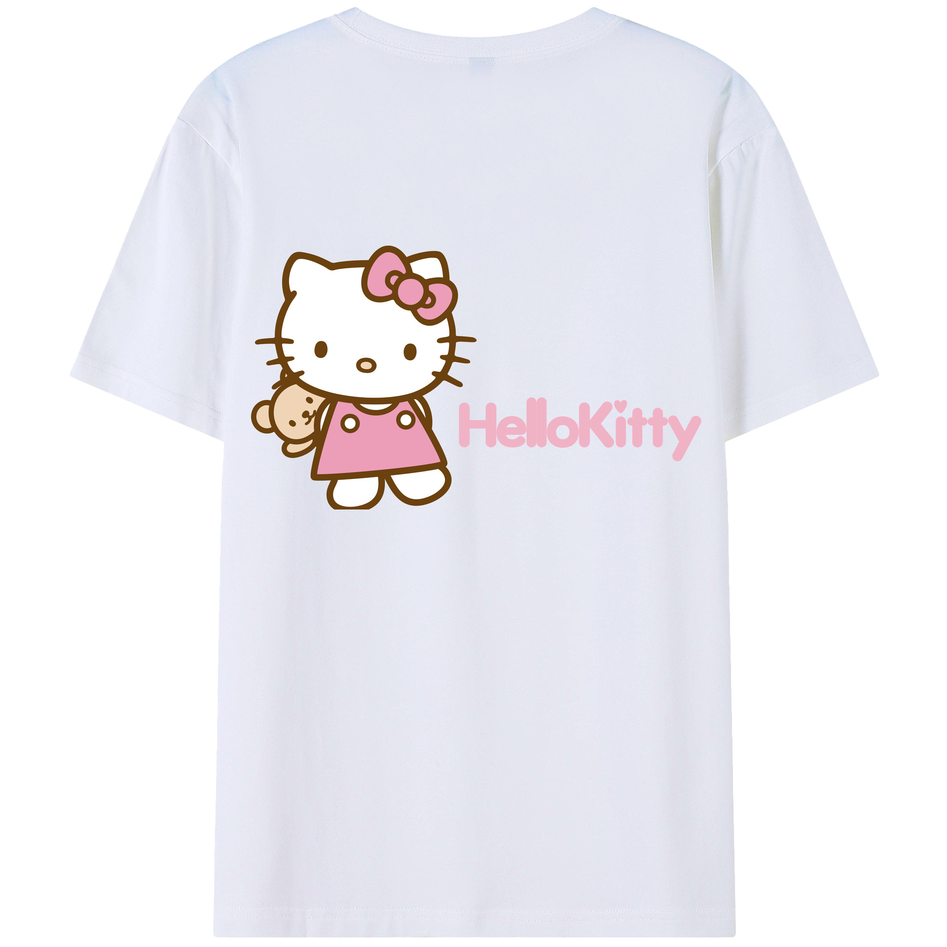 （画像用） Hello Kitty ハローキティ 綿100％ メンズ半袖Tシャツ（バックプリント） 通気性