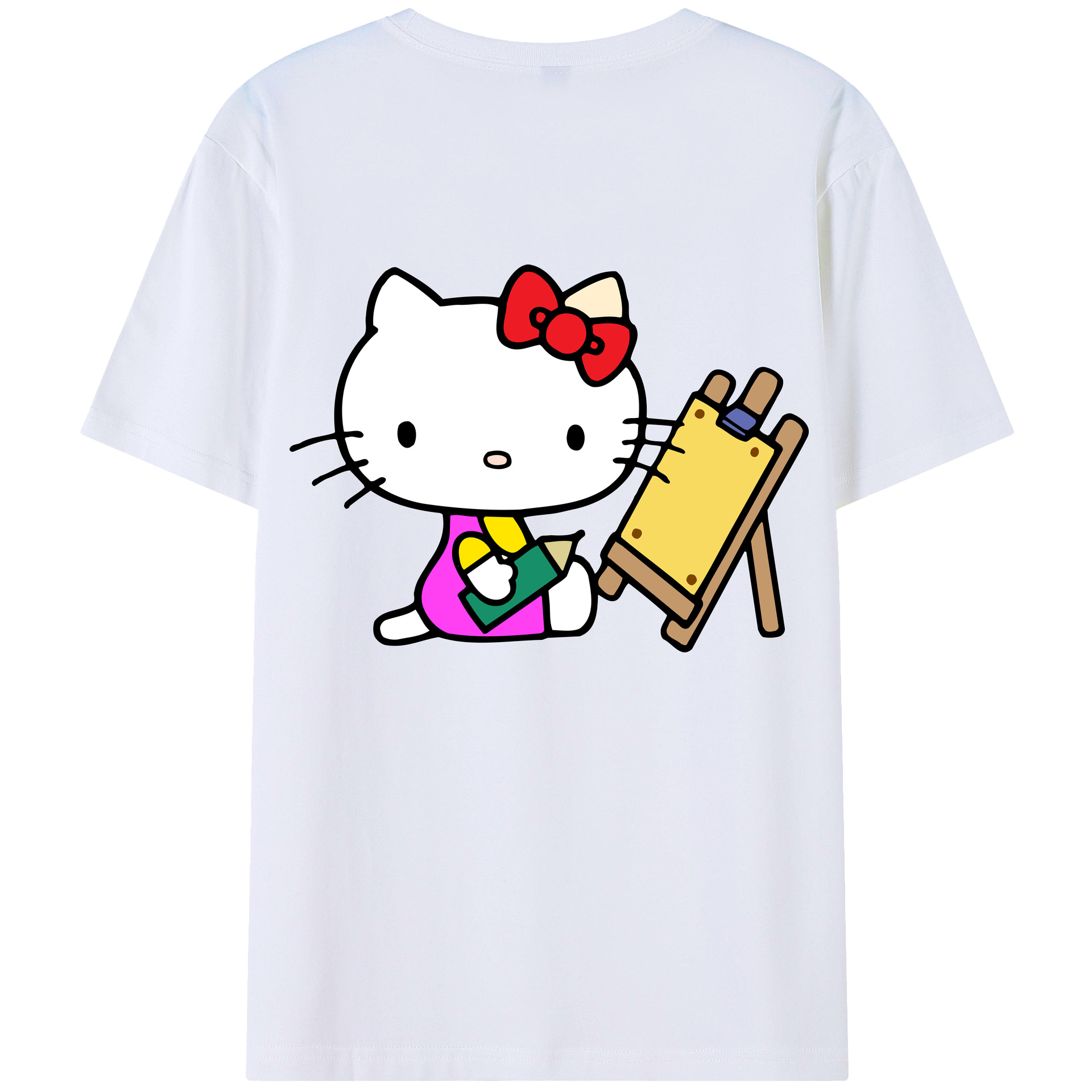 （画像用） Hello Kitty ハローキティ 綿100％ メンズ半袖Tシャツ（バックプリント） 通気性
