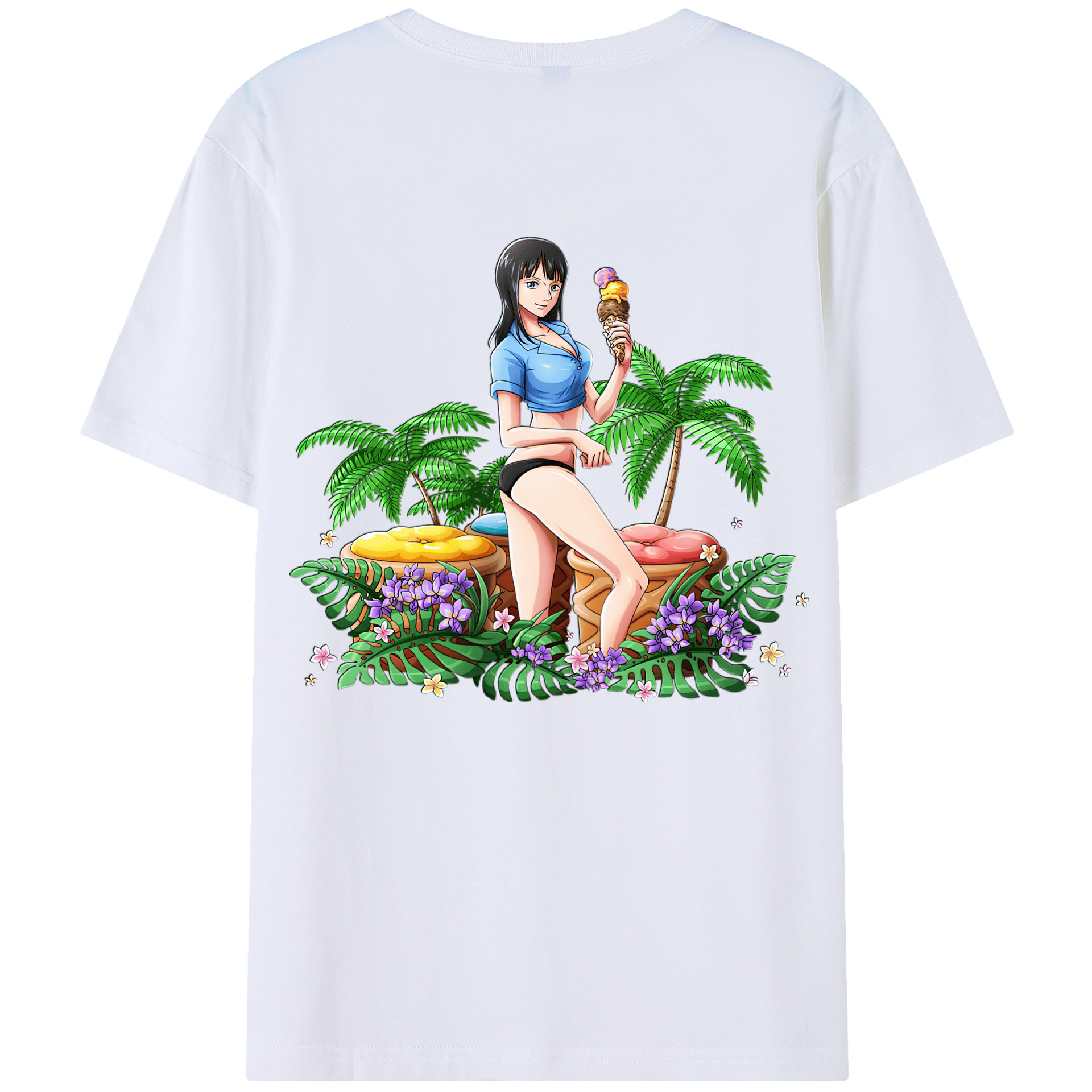 （画像用） Hello Kitty ハローキティ 綿100％ メンズ半袖Tシャツ（バックプリント） 通気性
