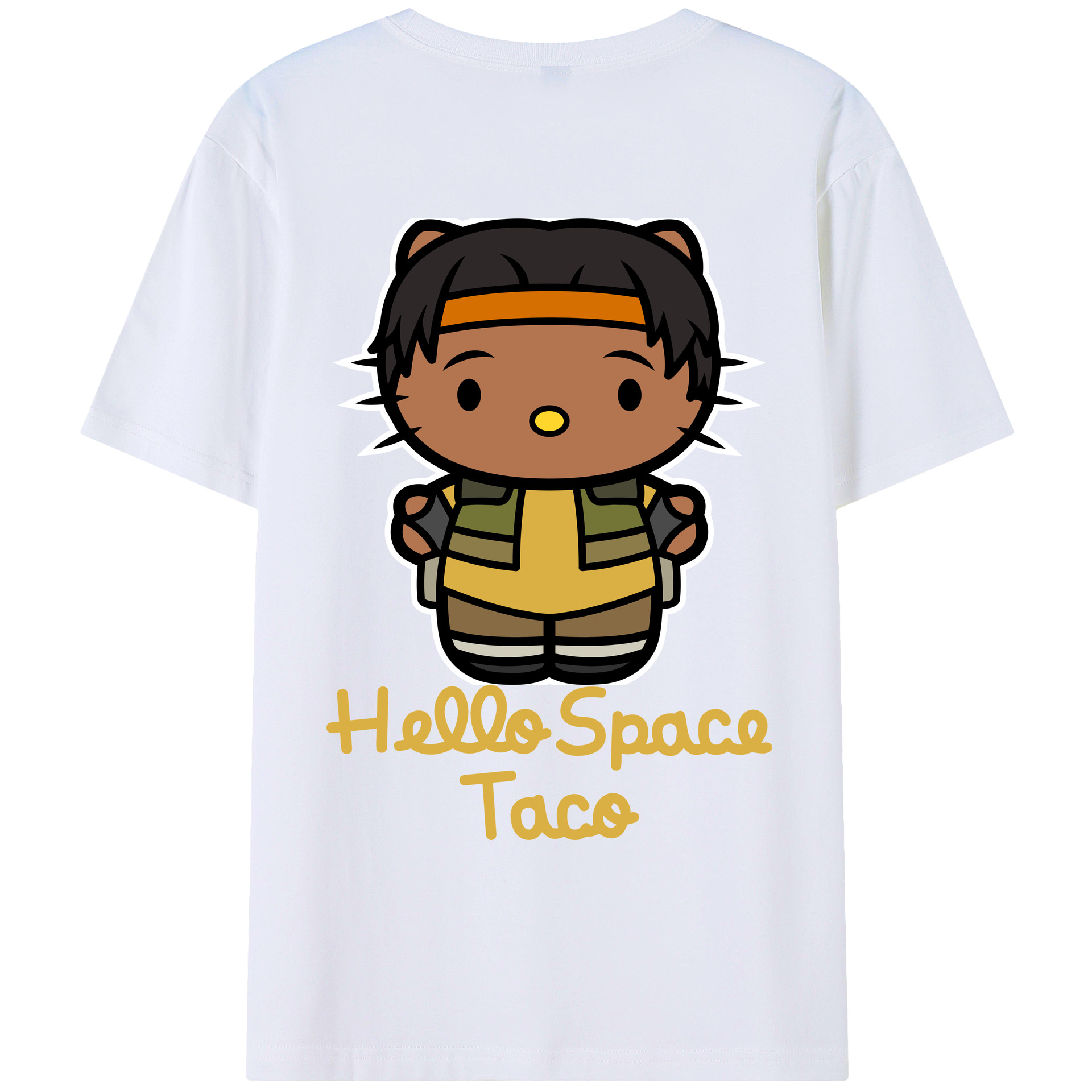 （画像用） Hello Kitty ハローキティ 綿100％ メンズ半袖Tシャツ（バックプリント） 通気性