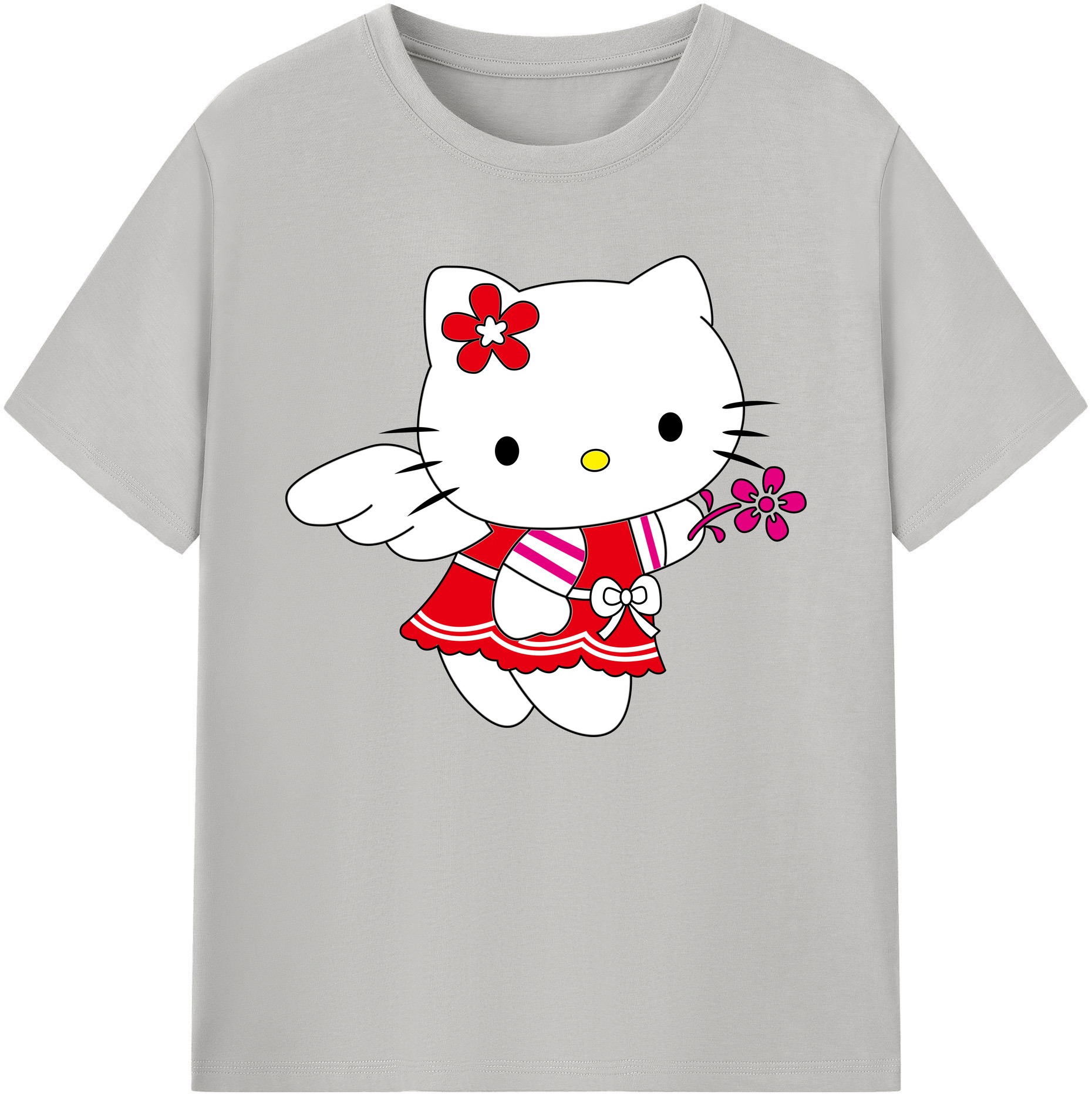 （画像用） Hello Kitty ハローキティ 綿100％ メンズ半袖Tシャツ｜肌触りやわらか＆通気性