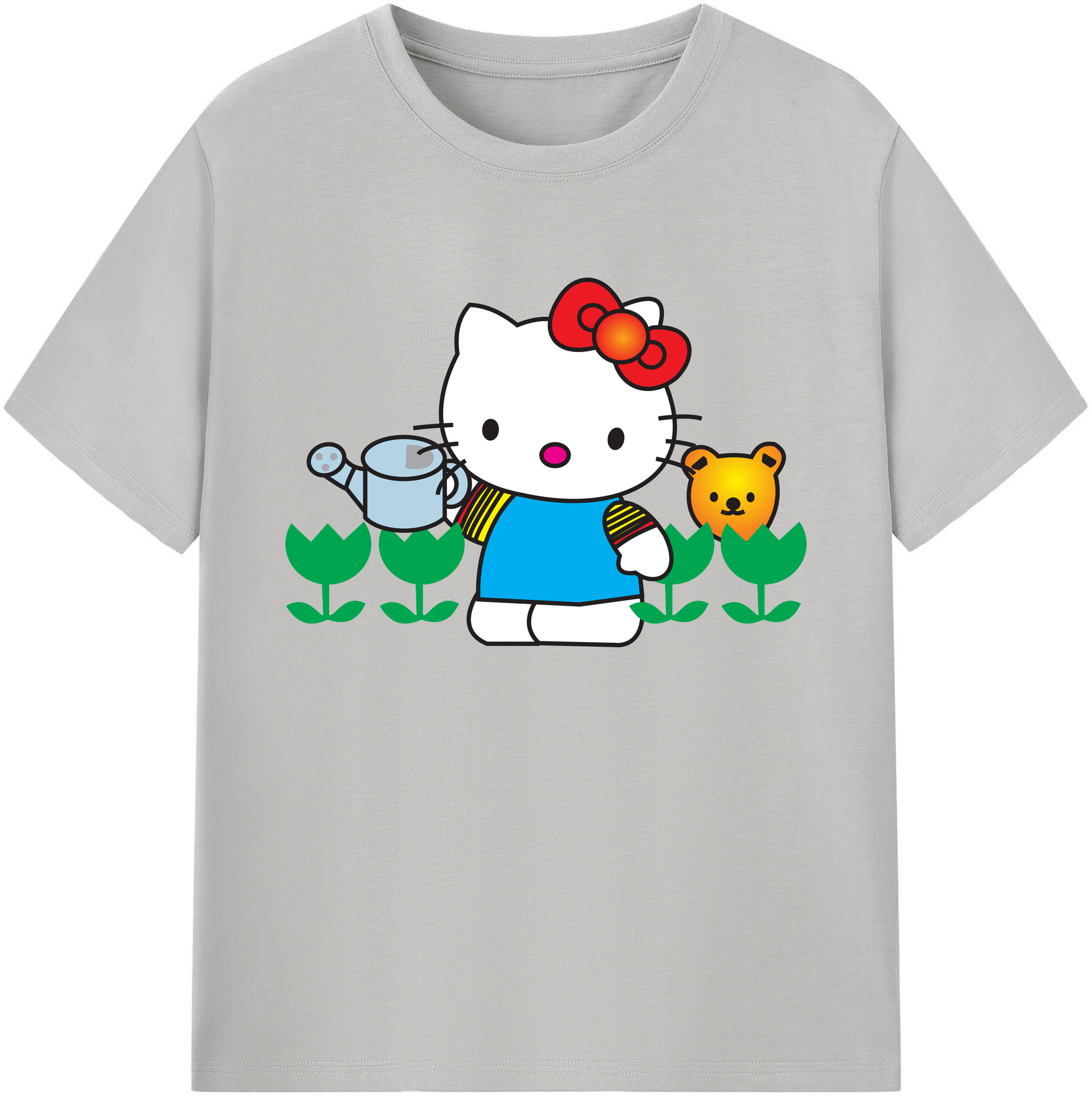 （画像用） Hello Kitty ハローキティ 綿100％ メンズ半袖Tシャツ｜肌触りやわらか＆通気性