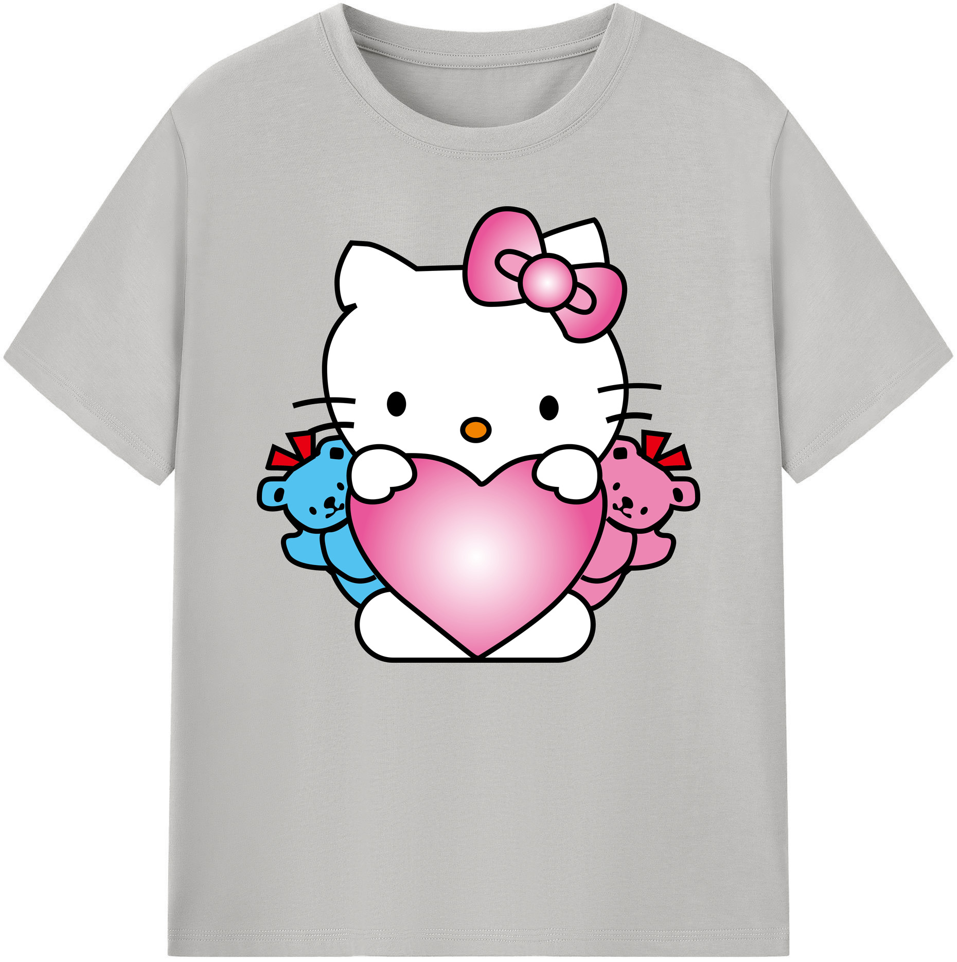 （画像用） Hello Kitty ハローキティ 綿100％ メンズ半袖Tシャツ｜肌触りやわらか＆通気性