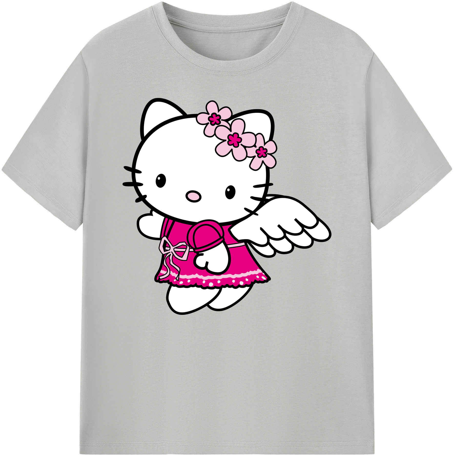 （画像用） Hello Kitty ハローキティ 綿100％ メンズ半袖Tシャツ｜肌触りやわらか＆通気性