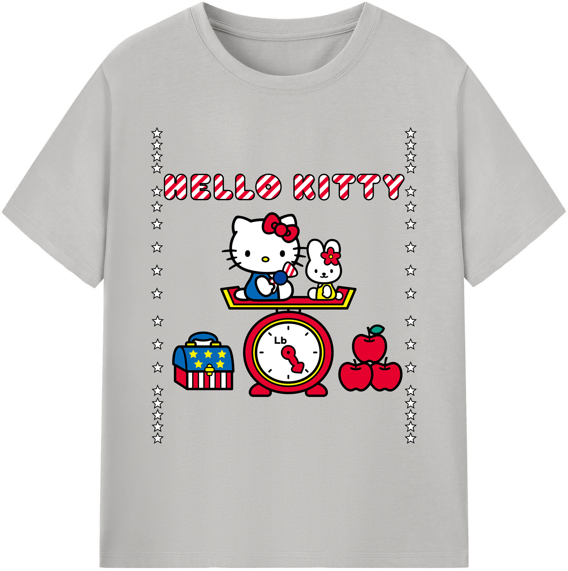 （画像用） Hello Kitty ハローキティ 綿100％ メンズ半袖Tシャツ｜肌触りやわらか＆通気性