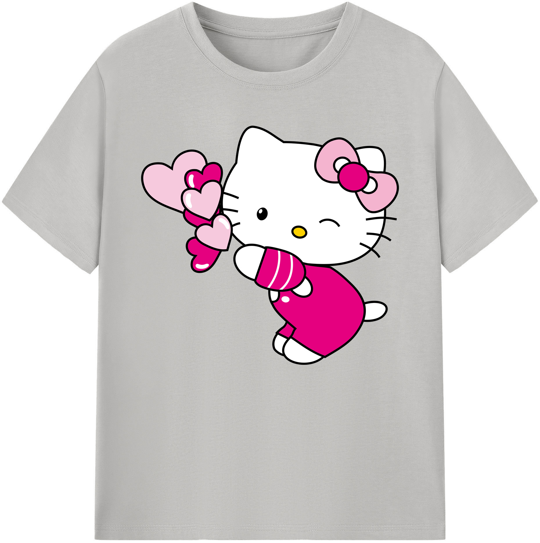 （画像用） Hello Kitty ハローキティ 綿100％ メンズ半袖Tシャツ｜肌触りやわらか＆通気性