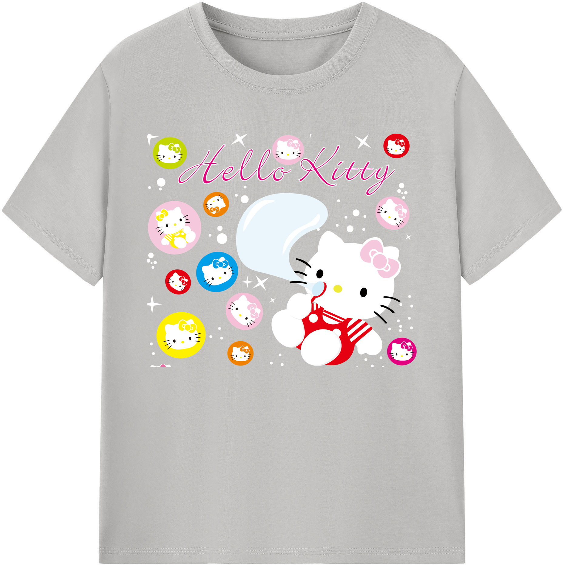 （画像用） Hello Kitty ハローキティ 綿100％ メンズ半袖Tシャツ｜肌触りやわらか＆通気性