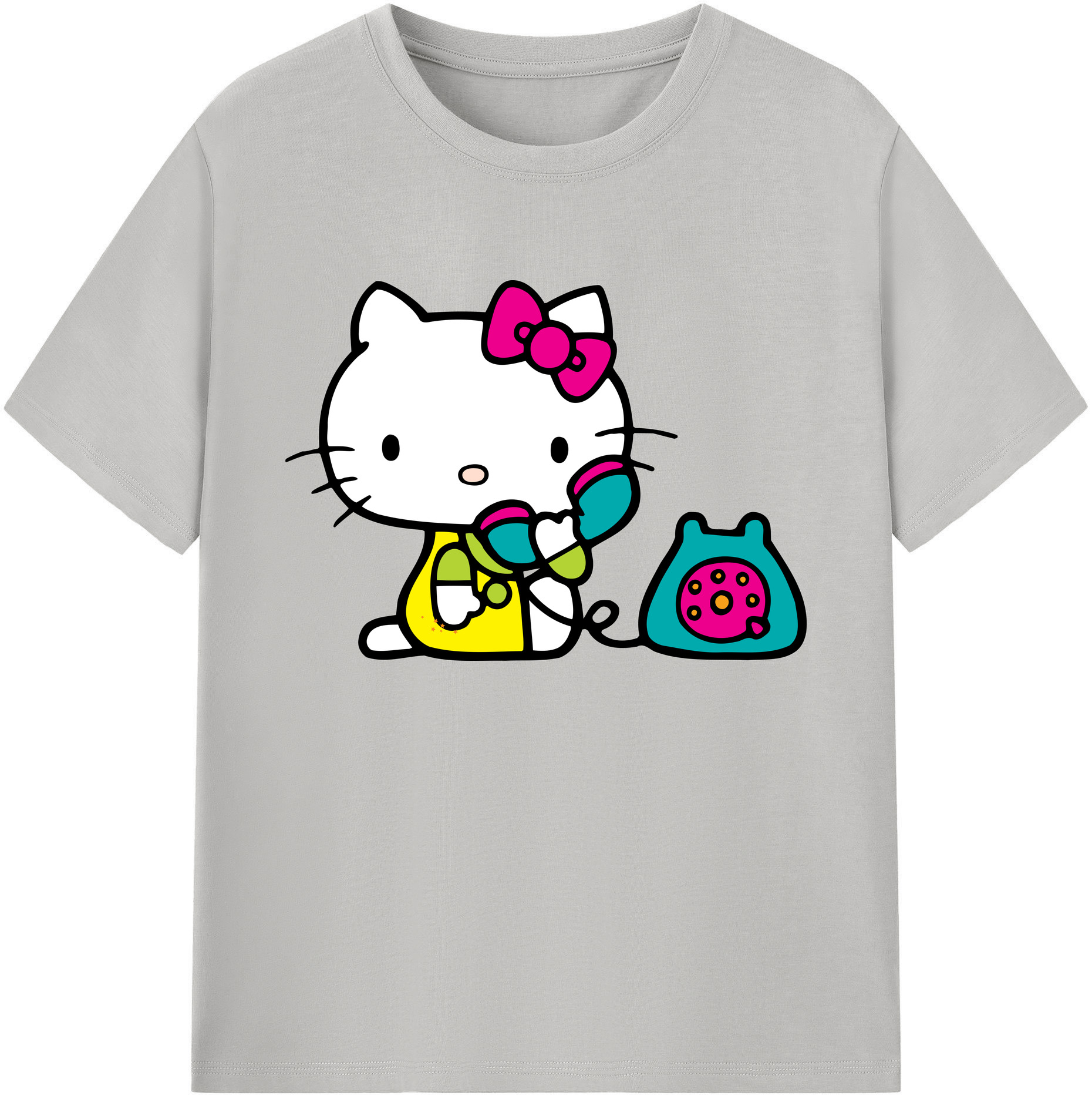 （画像用） Hello Kitty ハローキティ 綿100％ メンズ半袖Tシャツ｜肌触りやわらか＆通気性