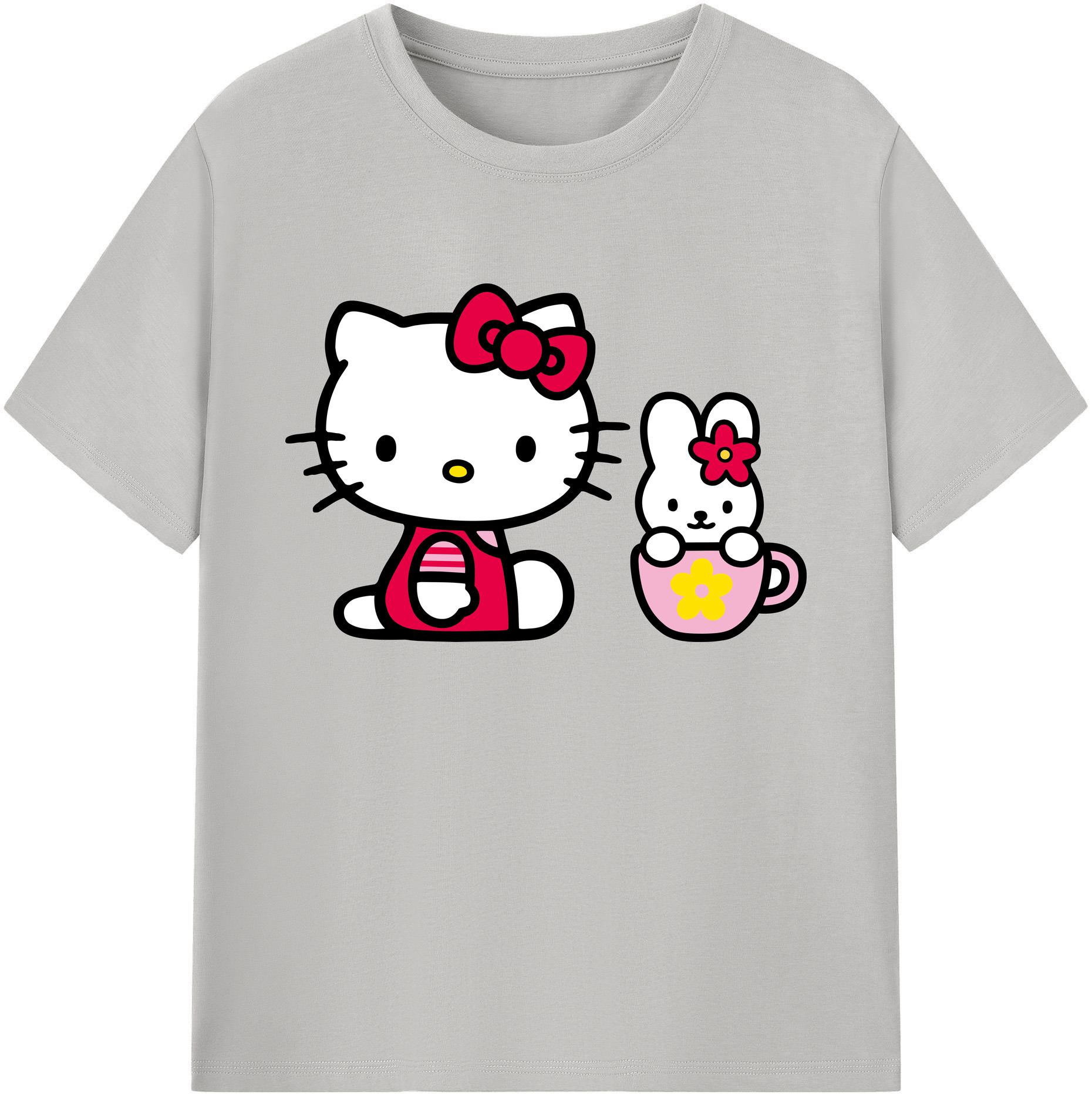 （画像用） Hello Kitty ハローキティ 綿100％ メンズ半袖Tシャツ｜肌触りやわらか＆通気性