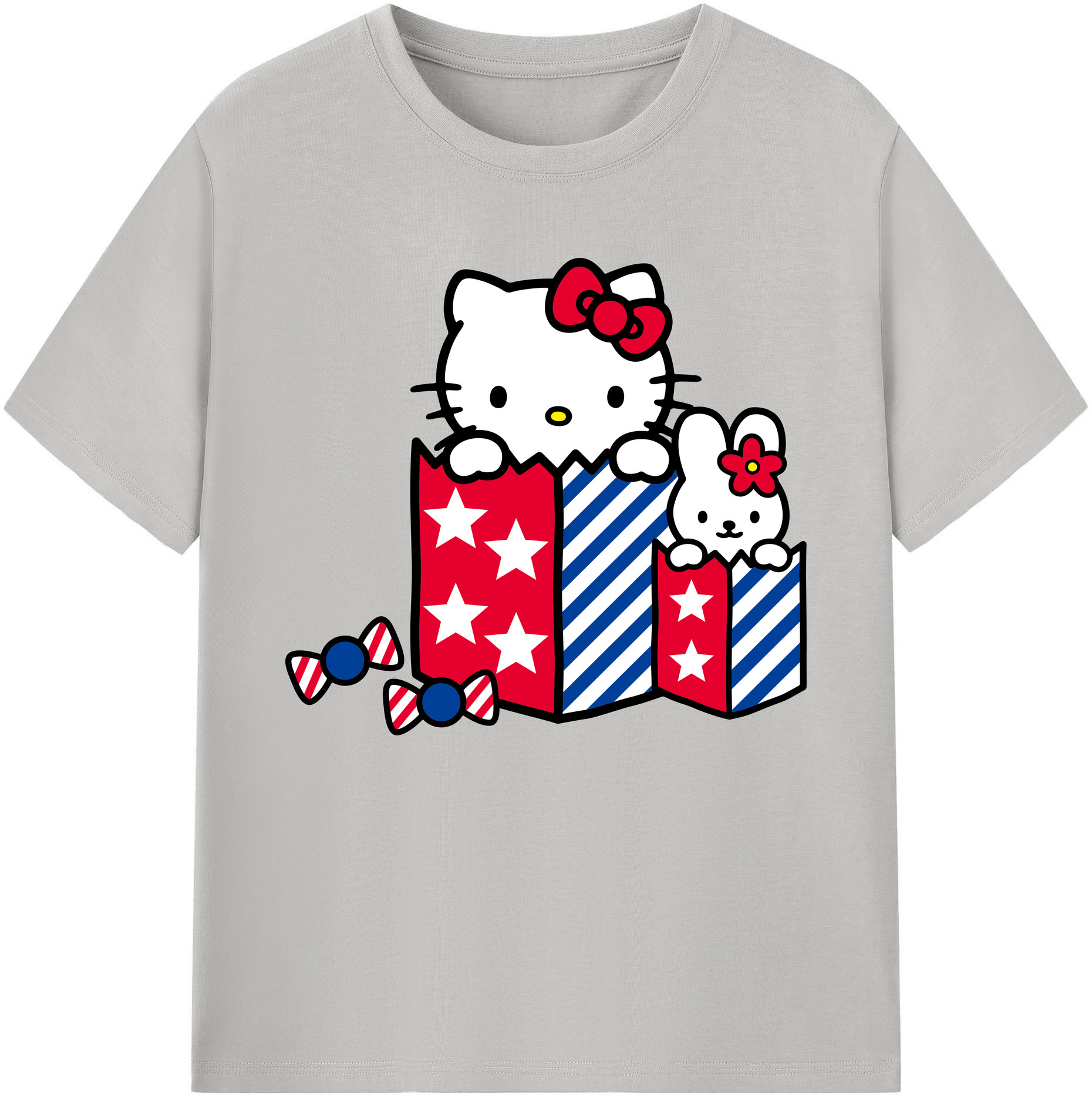 （画像用） Hello Kitty ハローキティ 綿100％ メンズ半袖Tシャツ｜肌触りやわらか＆通気性