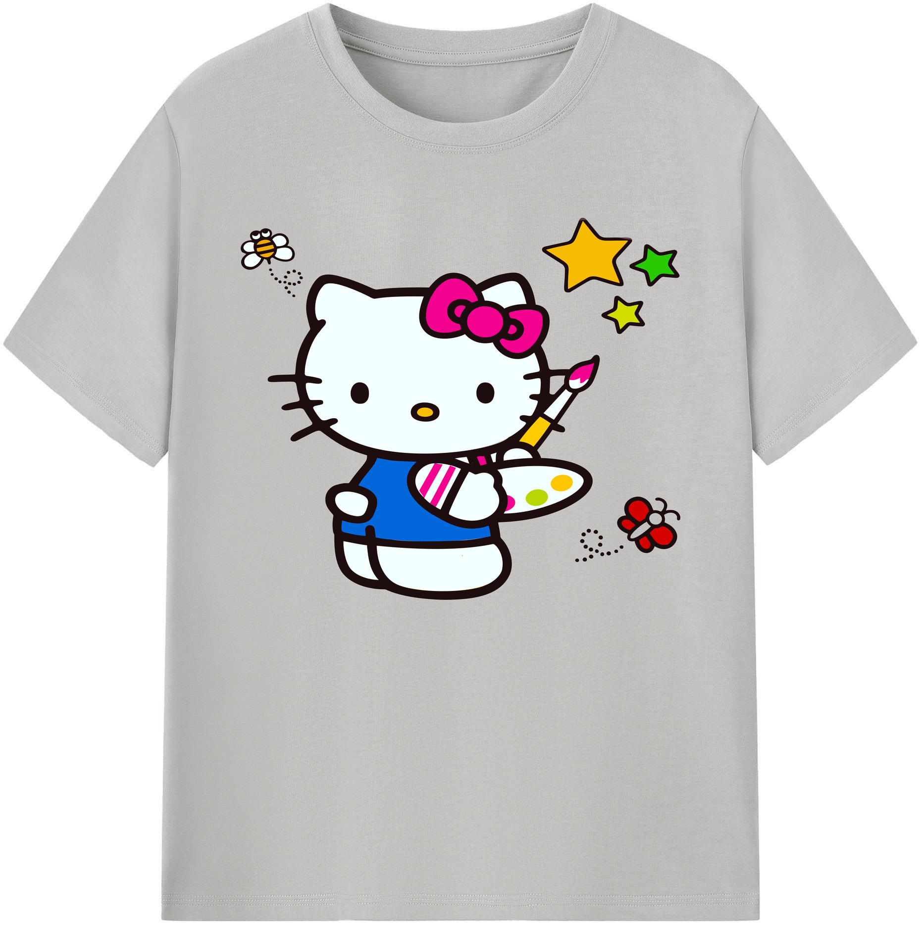 （画像用） Hello Kitty ハローキティ 綿100％ メンズ半袖Tシャツ｜肌触りやわらか＆通気性