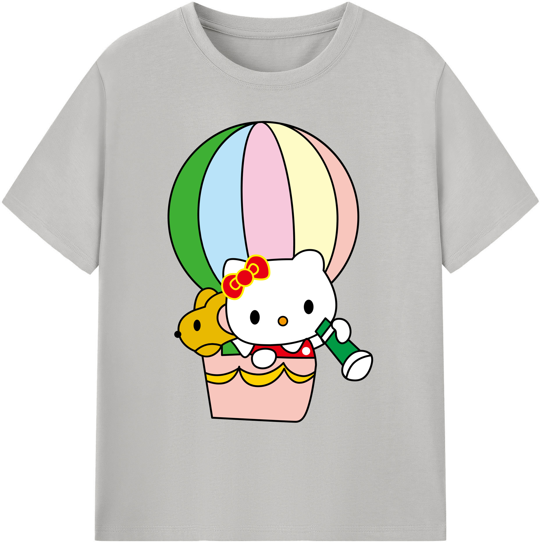 （画像用） Hello Kitty ハローキティ 綿100％ メンズ半袖Tシャツ｜肌触りやわらか＆通気性