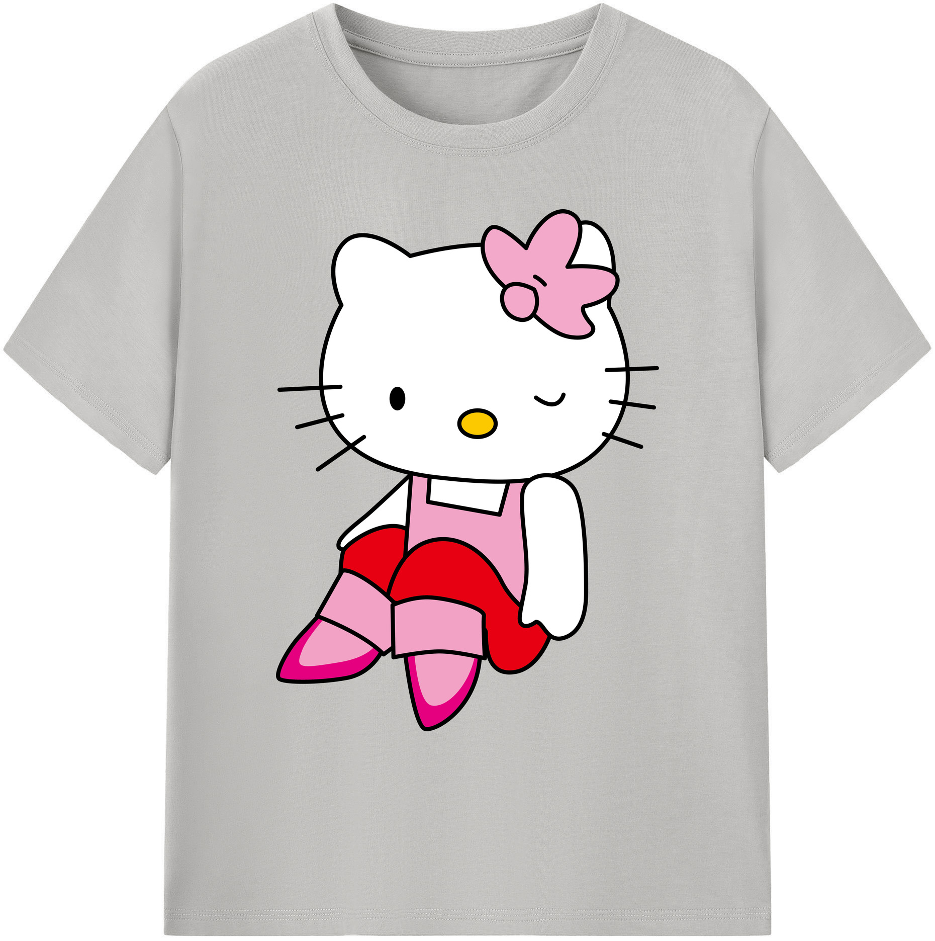 （画像用） Hello Kitty ハローキティ 綿100％ メンズ半袖Tシャツ｜肌触りやわらか＆通気性