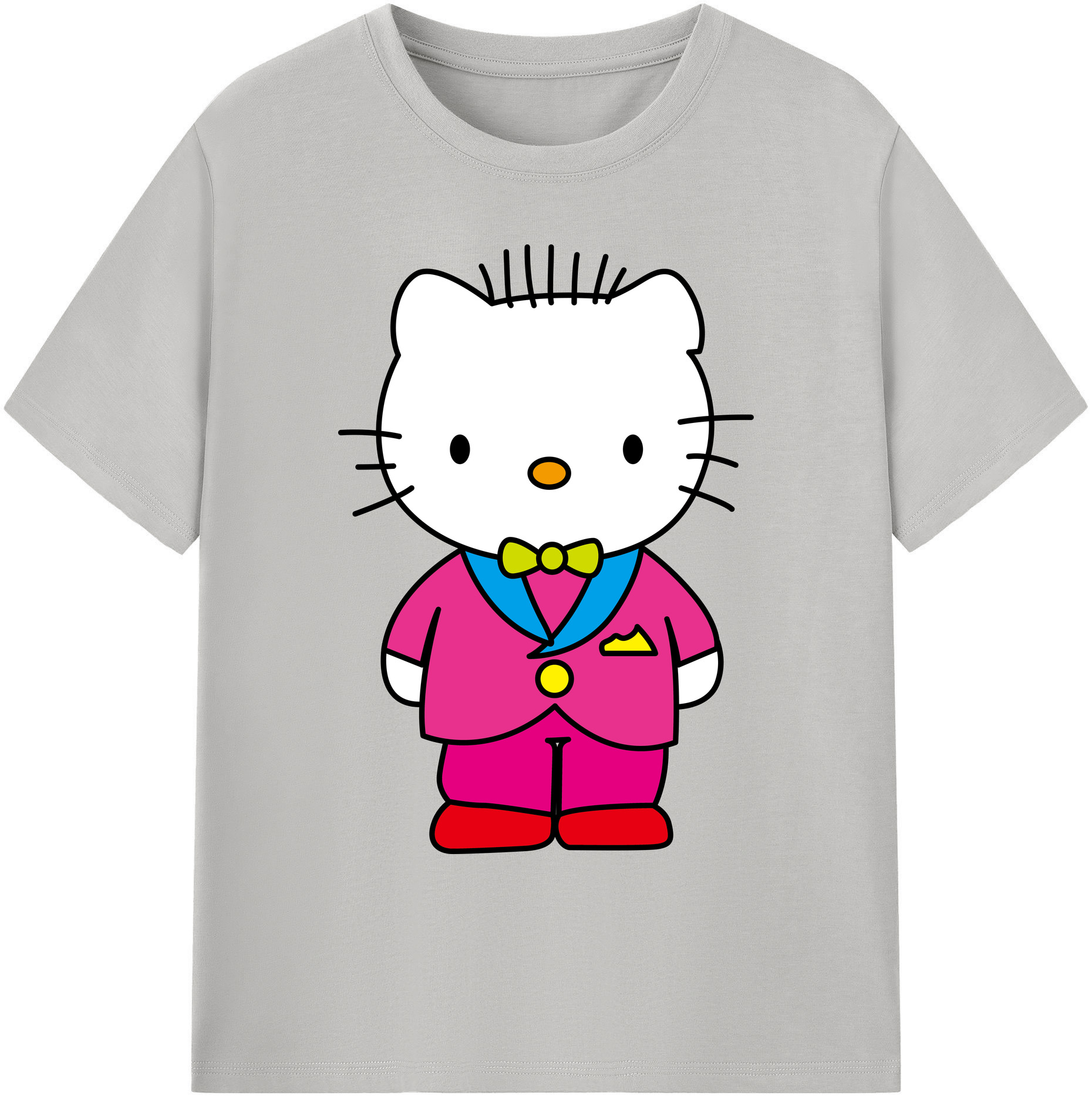 （画像用） Hello Kitty ハローキティ 綿100％ メンズ半袖Tシャツ｜肌触りやわらか＆通気性