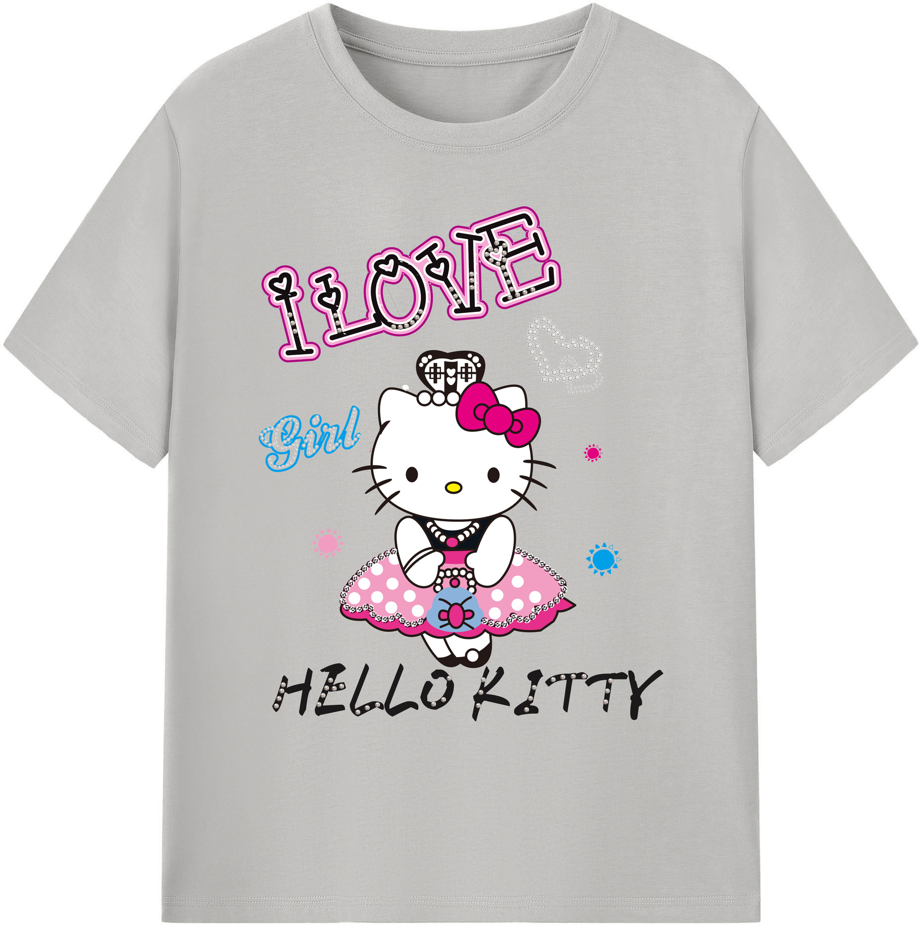 （画像用） Hello Kitty ハローキティ 綿100％ メンズ半袖Tシャツ｜肌触りやわらか＆通気性