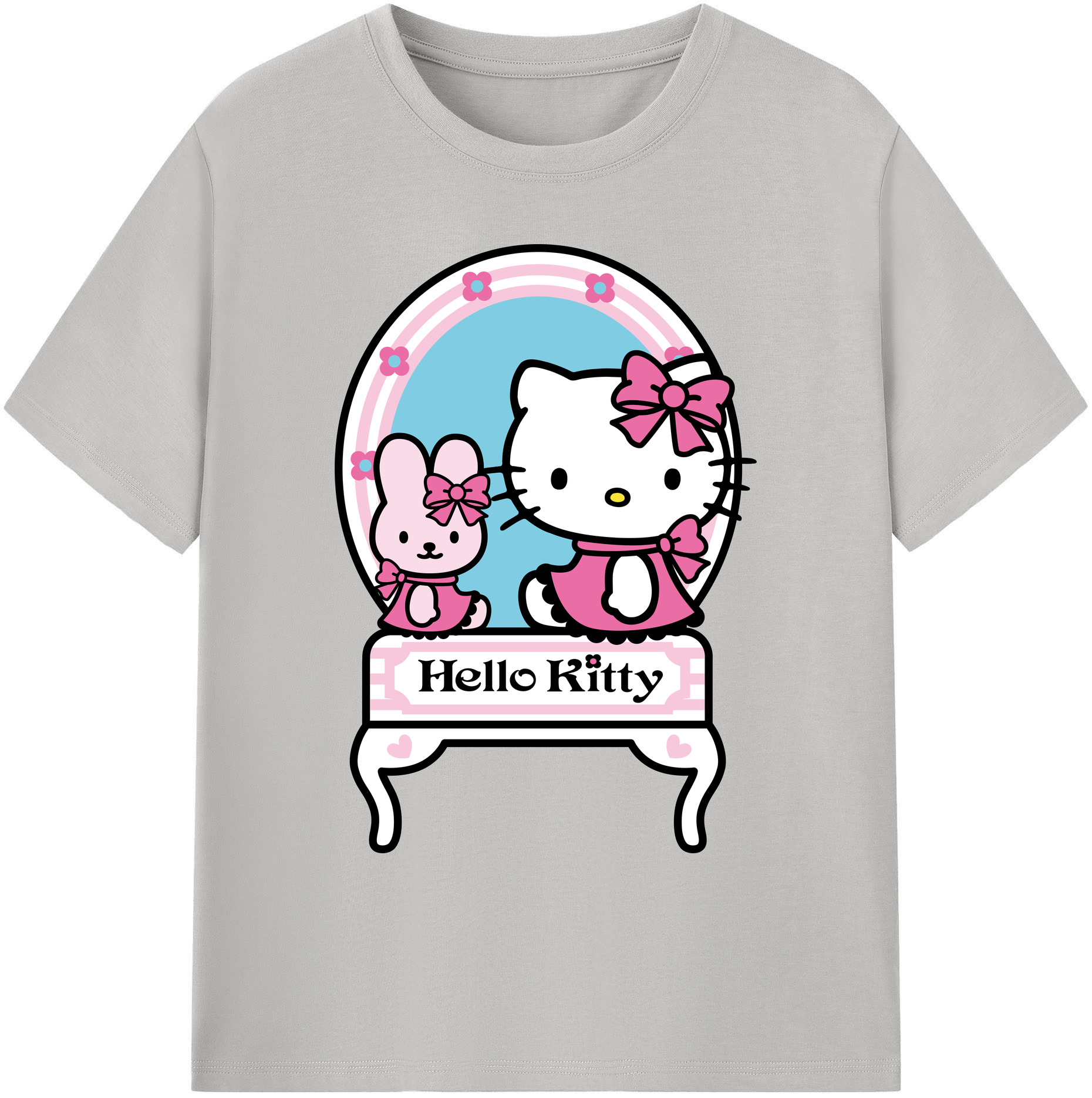 （画像用） Hello Kitty ハローキティ 綿100％ メンズ半袖Tシャツ｜肌触りやわらか＆通気性