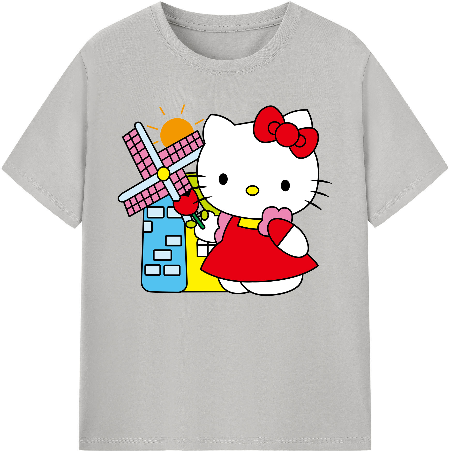 （画像用） Hello Kitty ハローキティ 綿100％ メンズ半袖Tシャツ｜肌触りやわらか＆通気性
