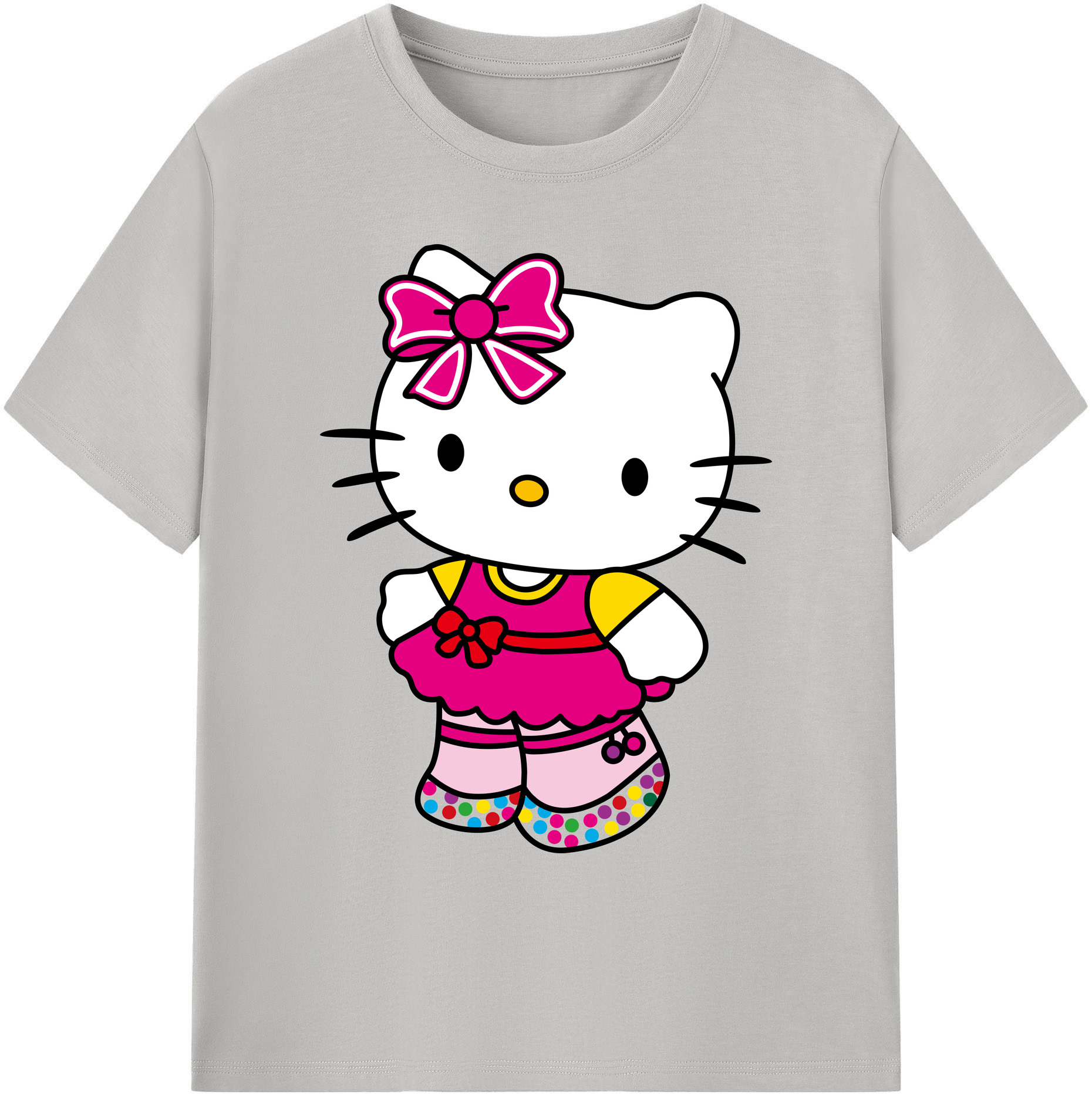 （画像用） Hello Kitty ハローキティ 綿100％ メンズ半袖Tシャツ｜肌触りやわらか＆通気性