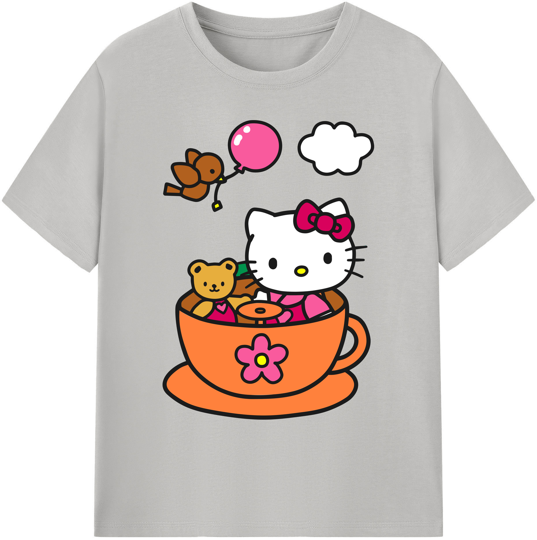 （画像用） Hello Kitty ハローキティ 綿100％ メンズ半袖Tシャツ｜肌触りやわらか＆通気性