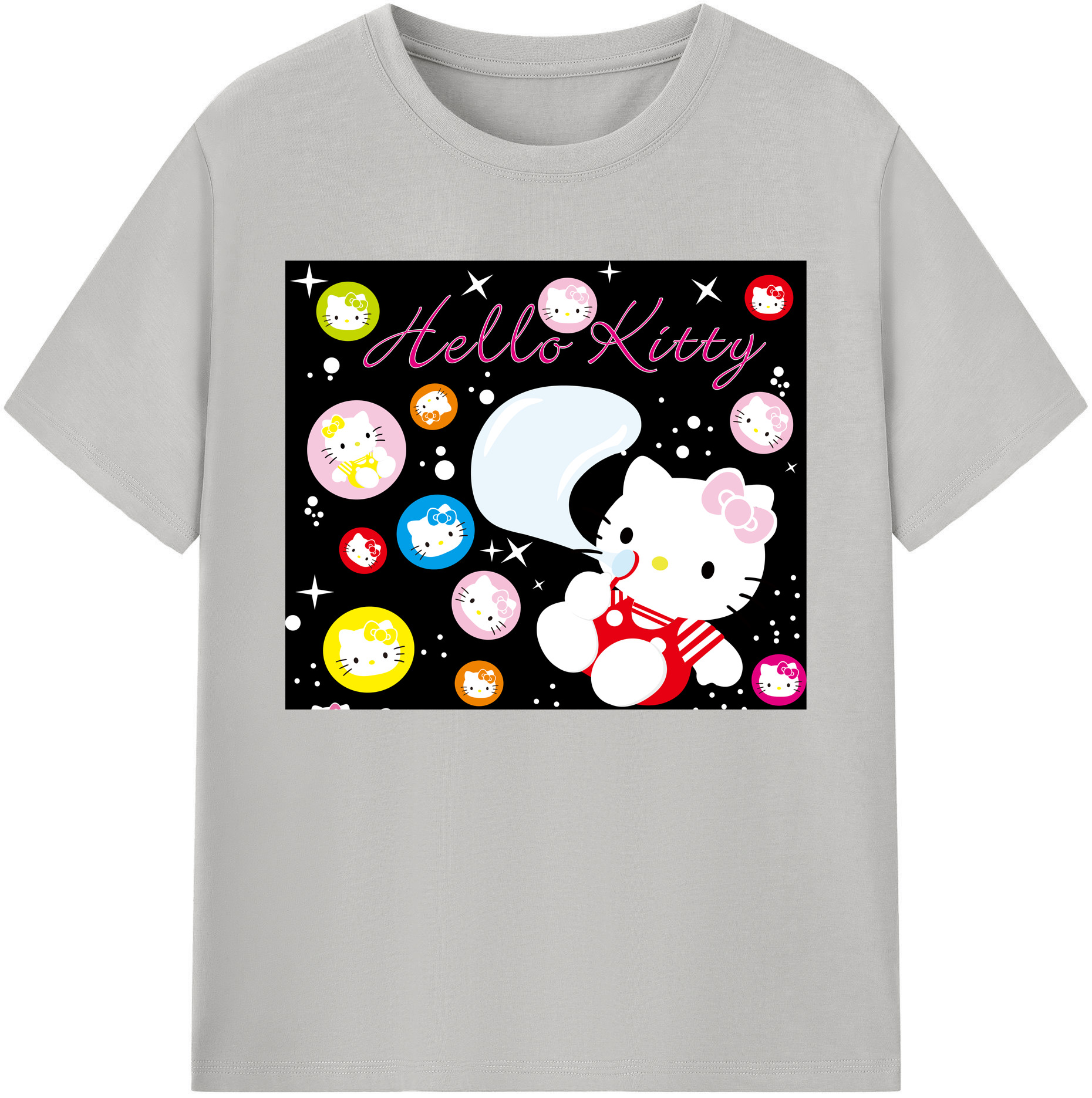 （画像用） Hello Kitty ハローキティ 綿100％ メンズ半袖Tシャツ｜肌触りやわらか＆通気性