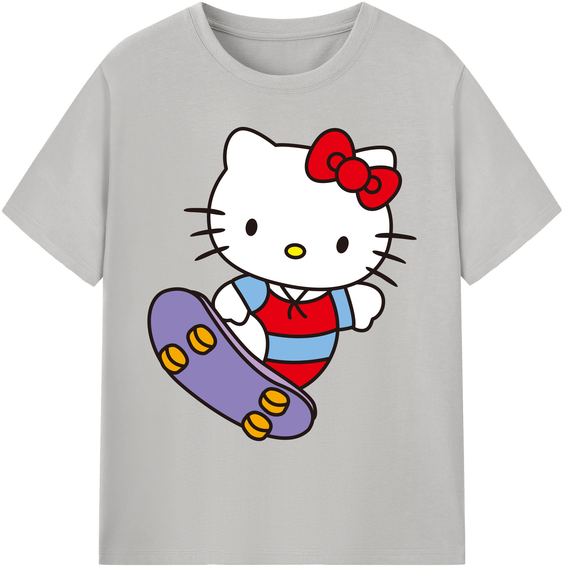 （画像用） Hello Kitty ハローキティ 綿100％ メンズ半袖Tシャツ｜肌触りやわらか＆通気性