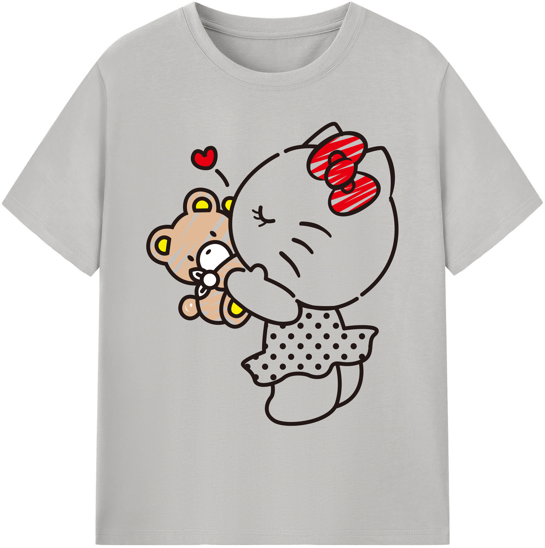 （画像用） Hello Kitty ハローキティ 綿100％ メンズ半袖Tシャツ｜肌触りやわらか＆通気性