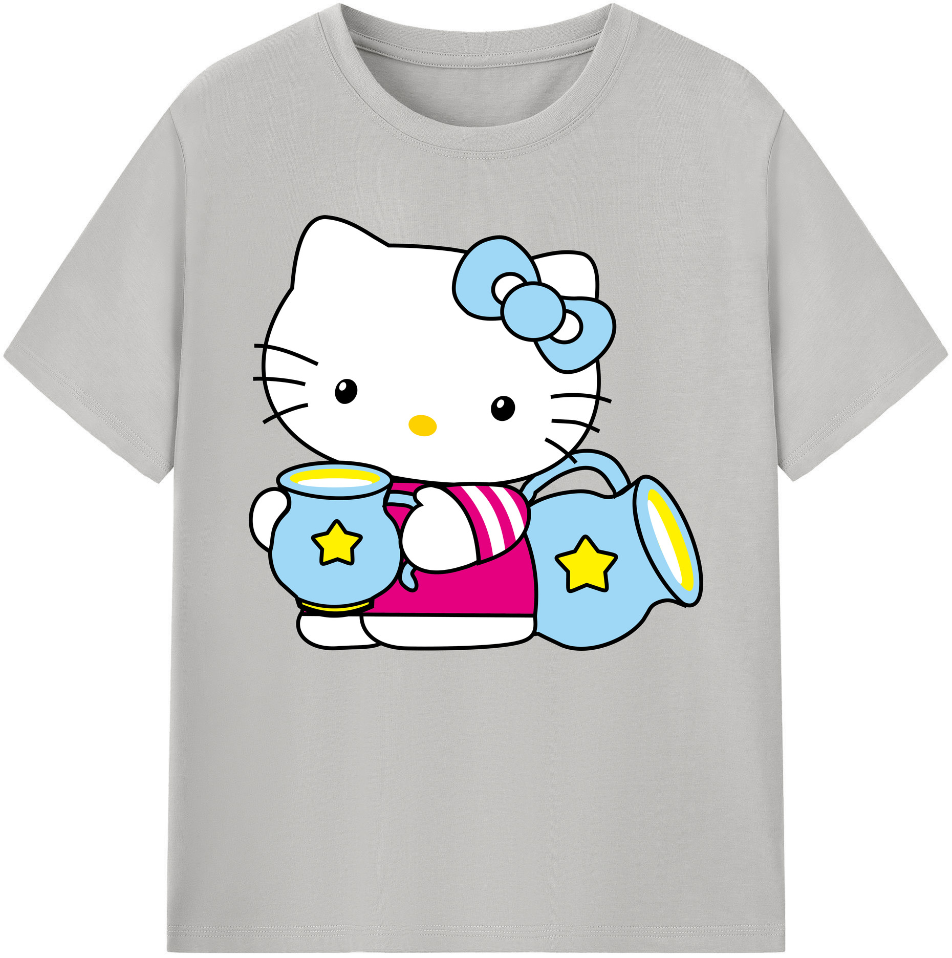 （画像用） Hello Kitty ハローキティ 綿100％ メンズ半袖Tシャツ｜肌触りやわらか＆通気性