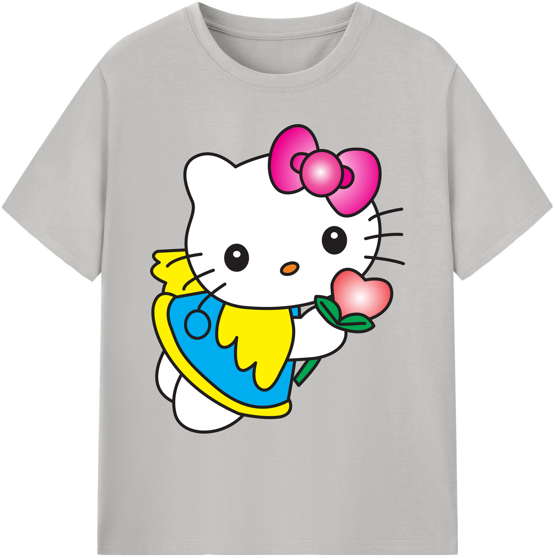 （画像用） Hello Kitty ハローキティ 綿100％ メンズ半袖Tシャツ｜肌触りやわらか＆通気性