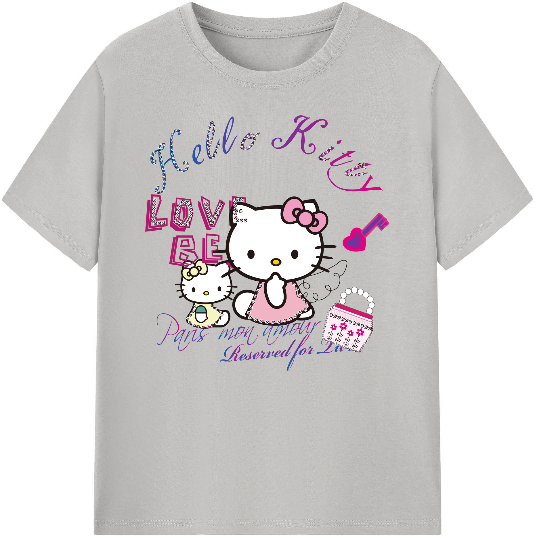（画像用） Hello Kitty ハローキティ 綿100％ メンズ半袖Tシャツ｜肌触りやわらか＆通気性
