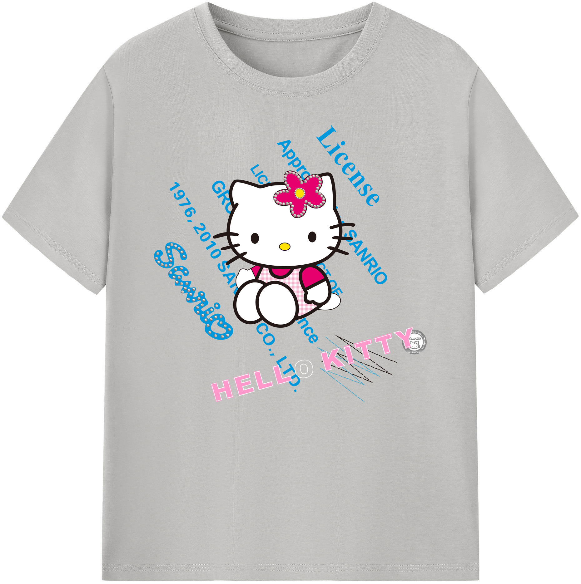 （画像用） Hello Kitty ハローキティ 綿100％ メンズ半袖Tシャツ｜肌触りやわらか＆通気性
