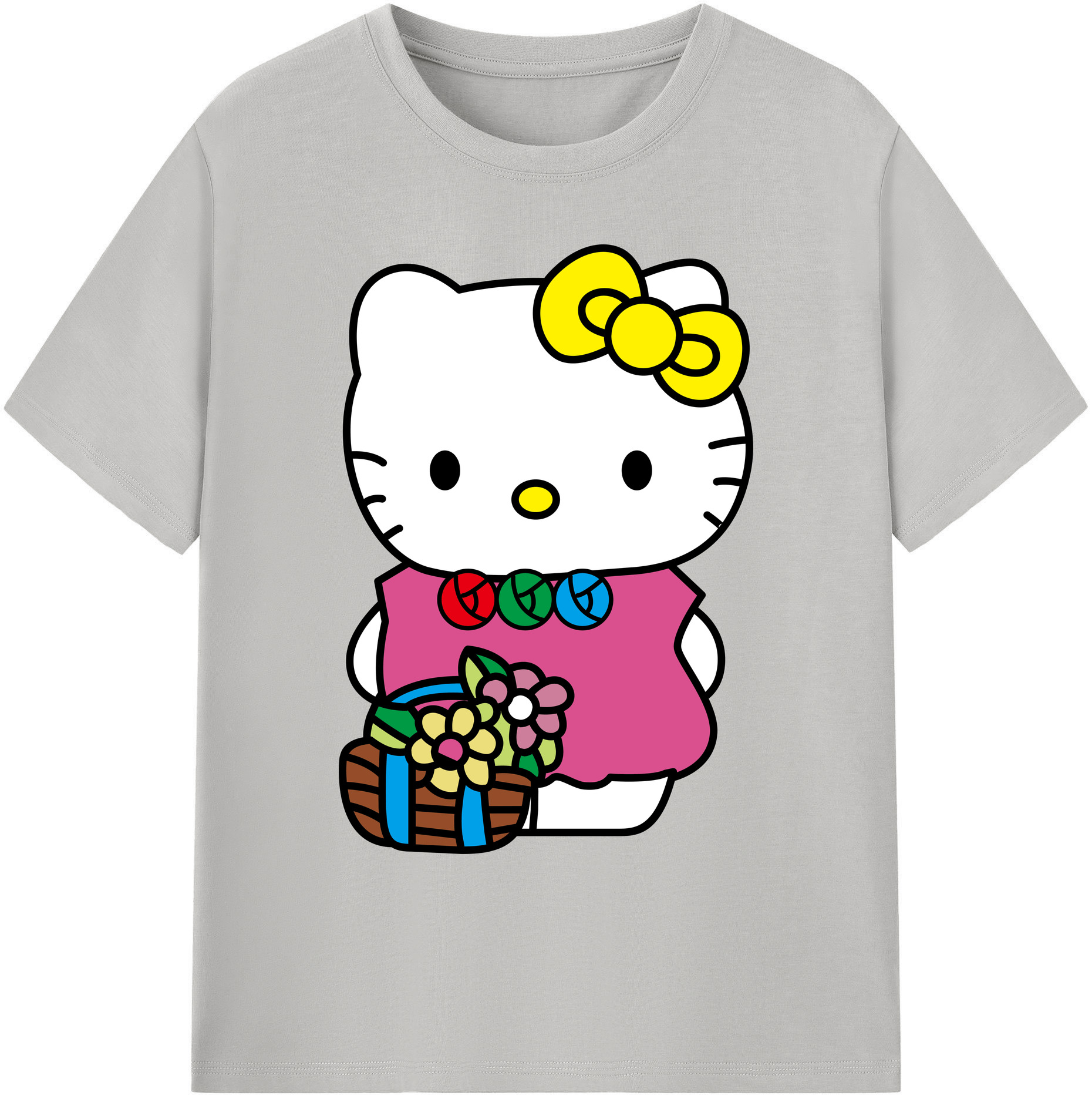 （画像用） Hello Kitty ハローキティ 綿100％ メンズ半袖Tシャツ｜肌触りやわらか＆通気性