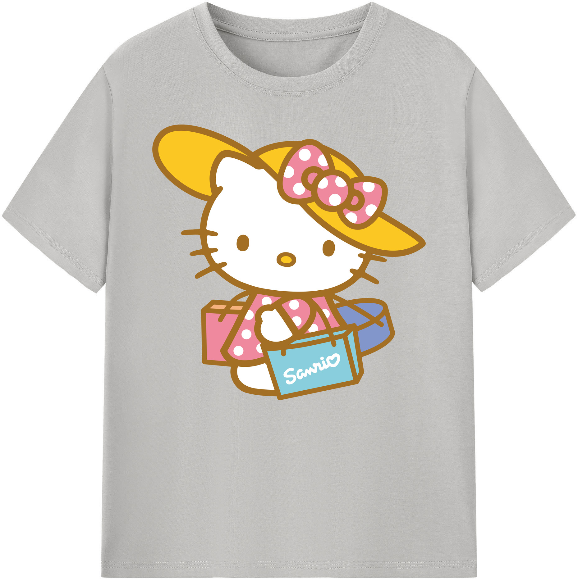 （画像用） Hello Kitty ハローキティ 綿100％ メンズ半袖Tシャツ｜肌触りやわらか＆通気性