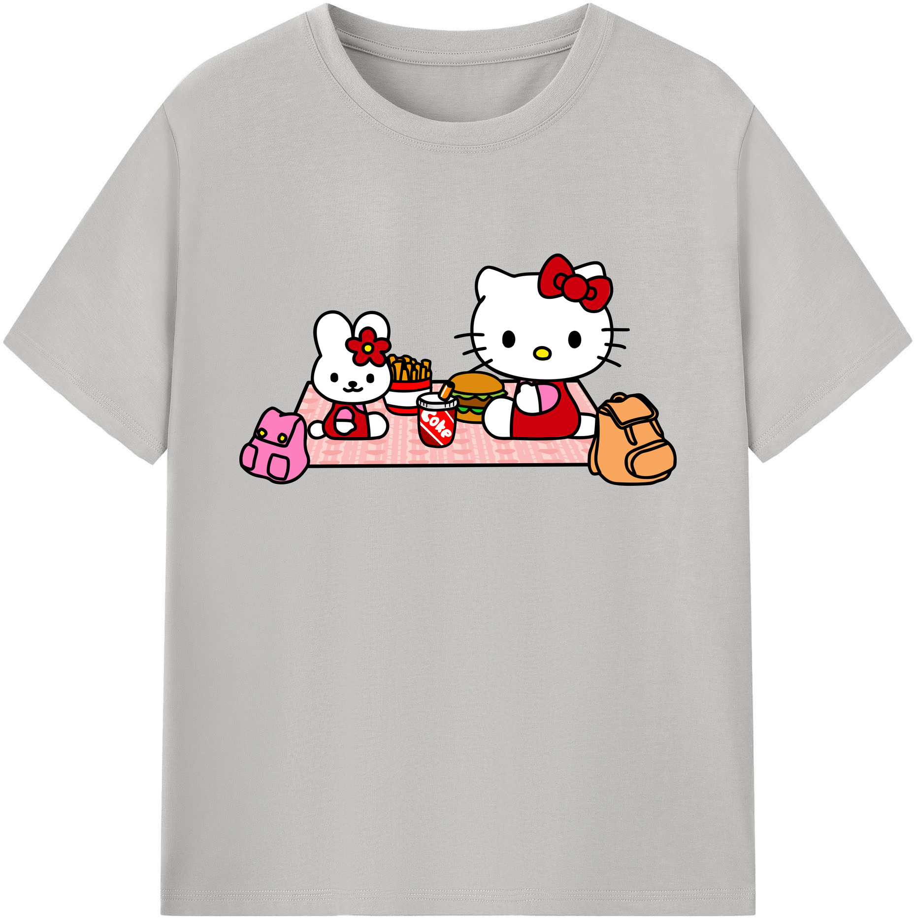 （画像用） Hello Kitty ハローキティ 綿100％ メンズ半袖Tシャツ｜肌触りやわらか＆通気性