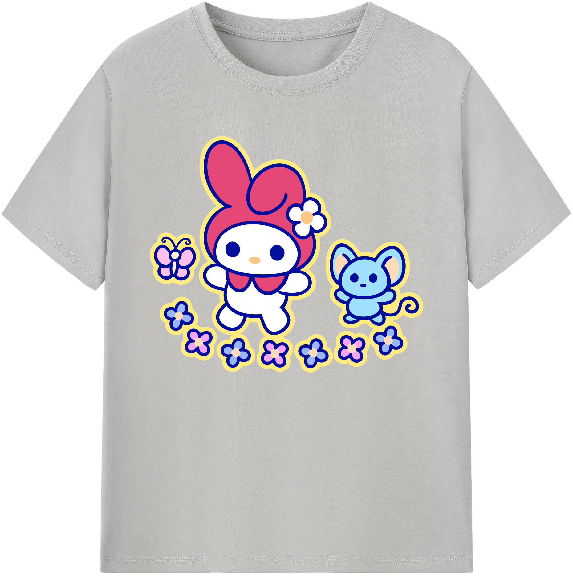 （画像用） Hello Kitty ハローキティ 綿100％ メンズ半袖Tシャツ｜肌触りやわらか＆通気性
