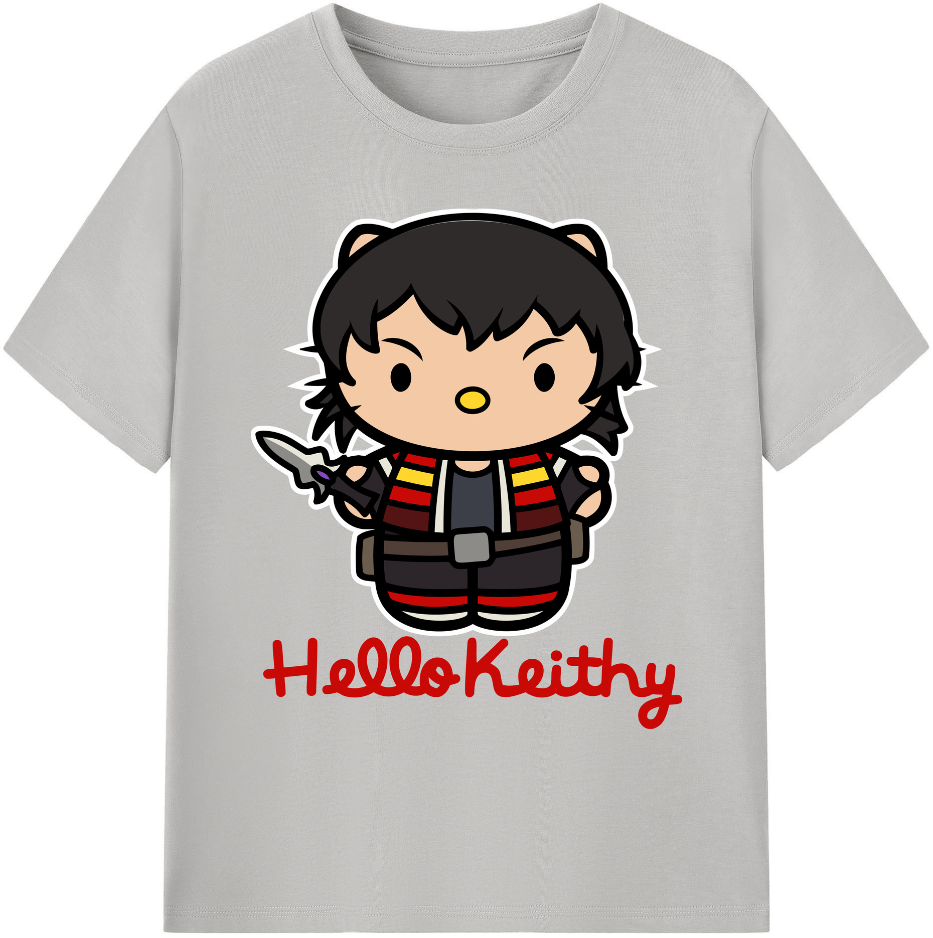（画像用） Hello Kitty ハローキティ 綿100％ メンズ半袖Tシャツ｜肌触りやわらか＆通気性