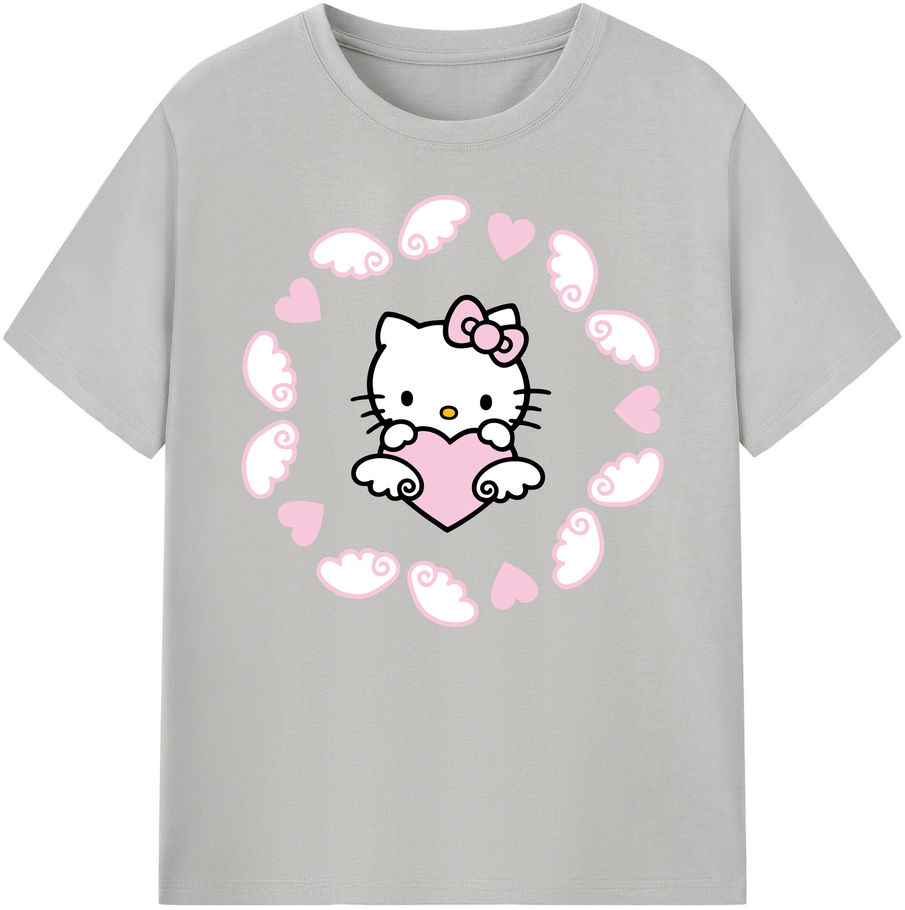 （画像用） Hello Kitty ハローキティ 綿100％ メンズ半袖Tシャツ｜肌触りやわらか＆通気性