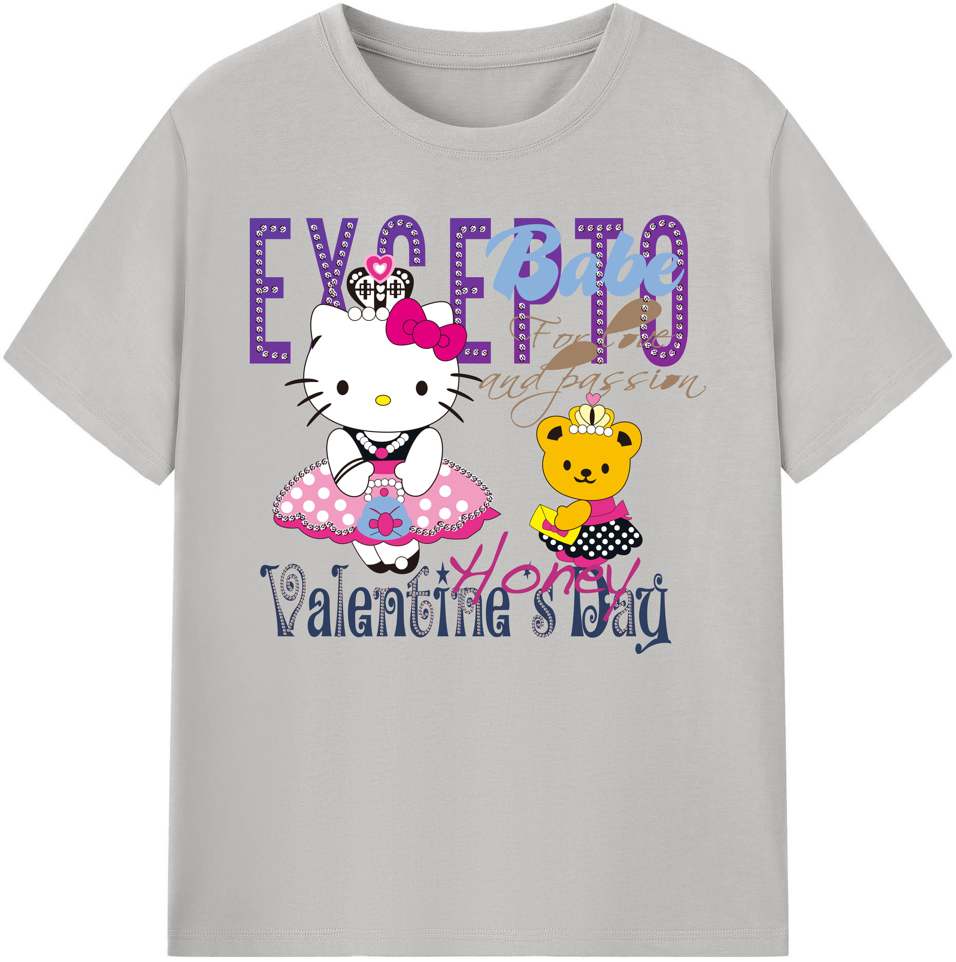 （画像用） Hello Kitty ハローキティ 綿100％ メンズ半袖Tシャツ｜肌触りやわらか＆通気性
