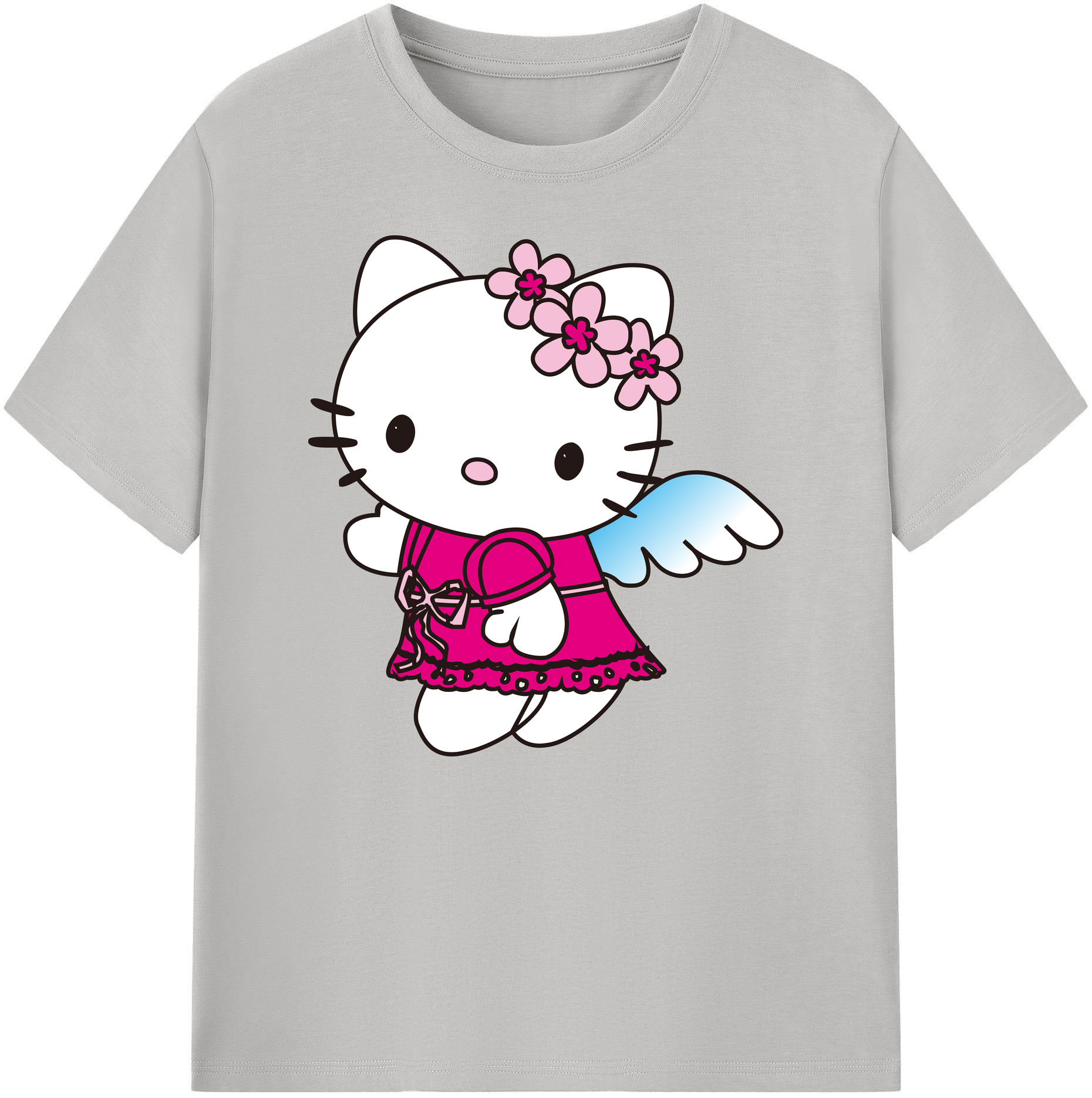 （画像用） Hello Kitty ハローキティ 綿100％ メンズ半袖Tシャツ｜肌触りやわらか＆通気性
