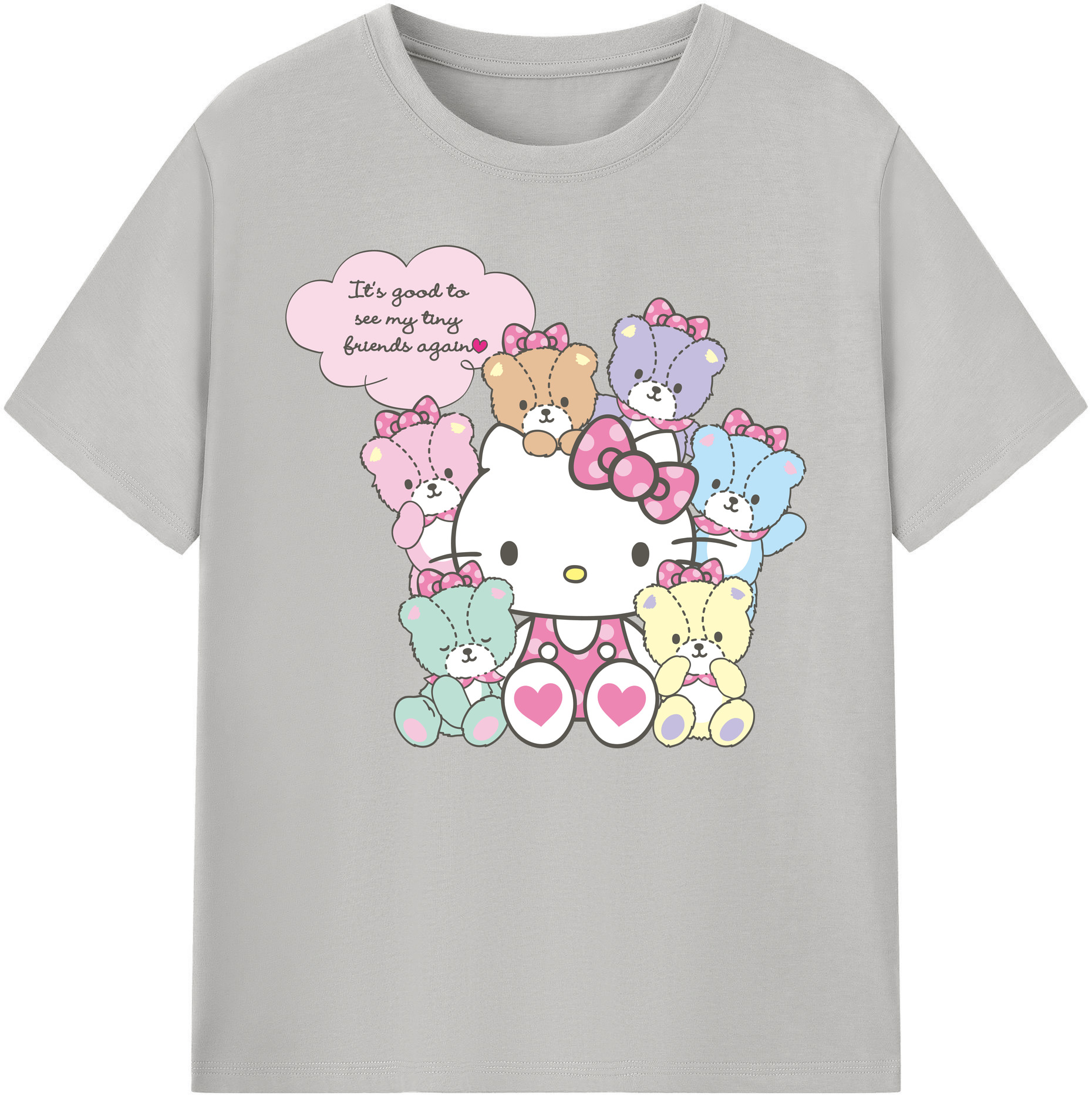 （画像用） Hello Kitty ハローキティ 綿100％ メンズ半袖Tシャツ｜肌触りやわらか＆通気性