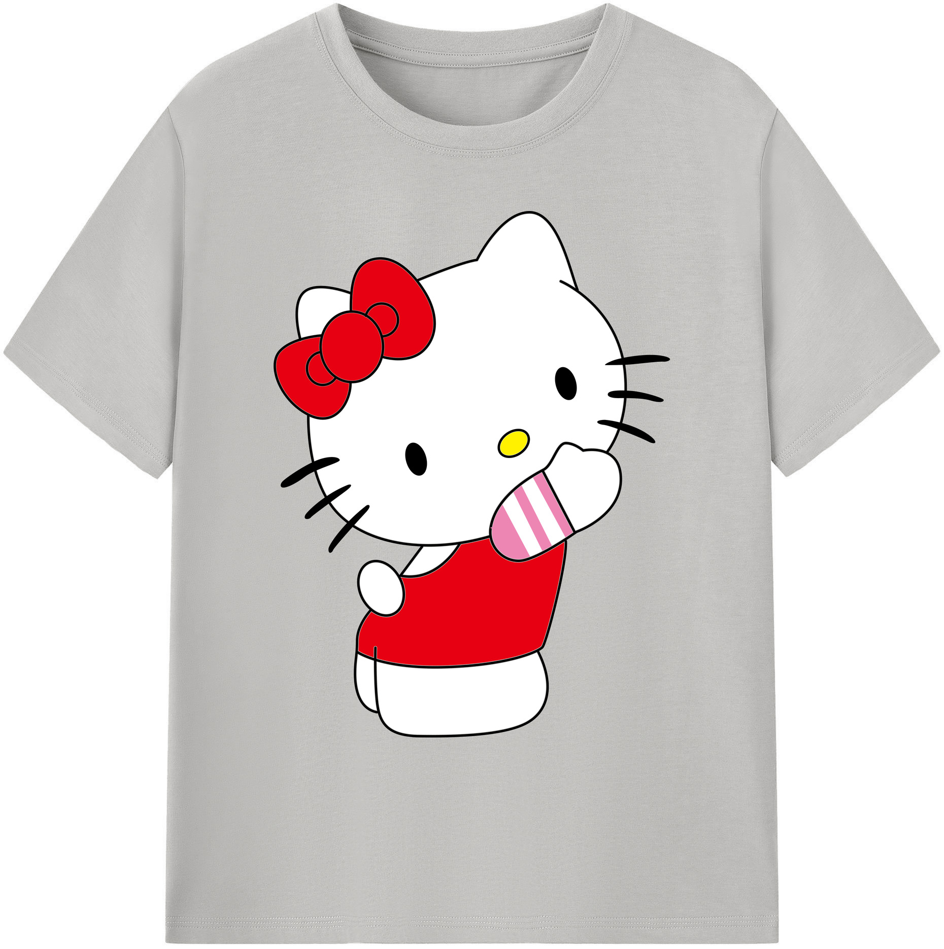 （画像用） Hello Kitty ハローキティ 綿100％ メンズ半袖Tシャツ｜肌触りやわらか＆通気性